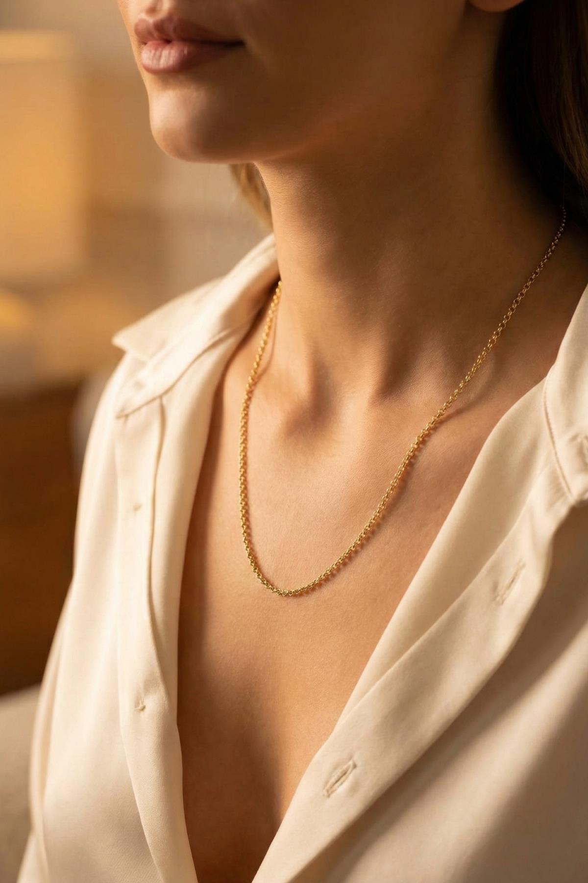 14K Solid Gold Rolo Chain   0.082  inch