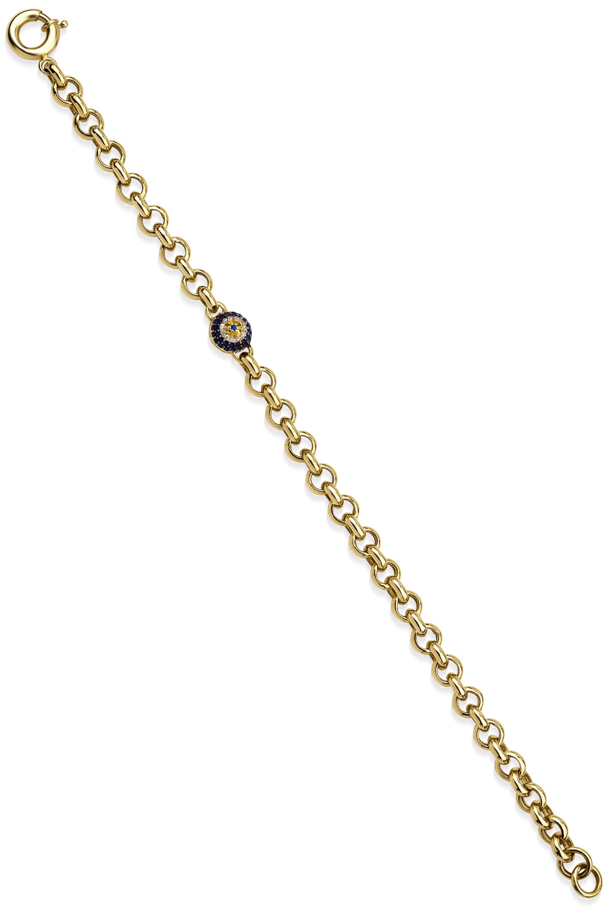 14K Gold Rolo With 1 Evil Eye Bracelet