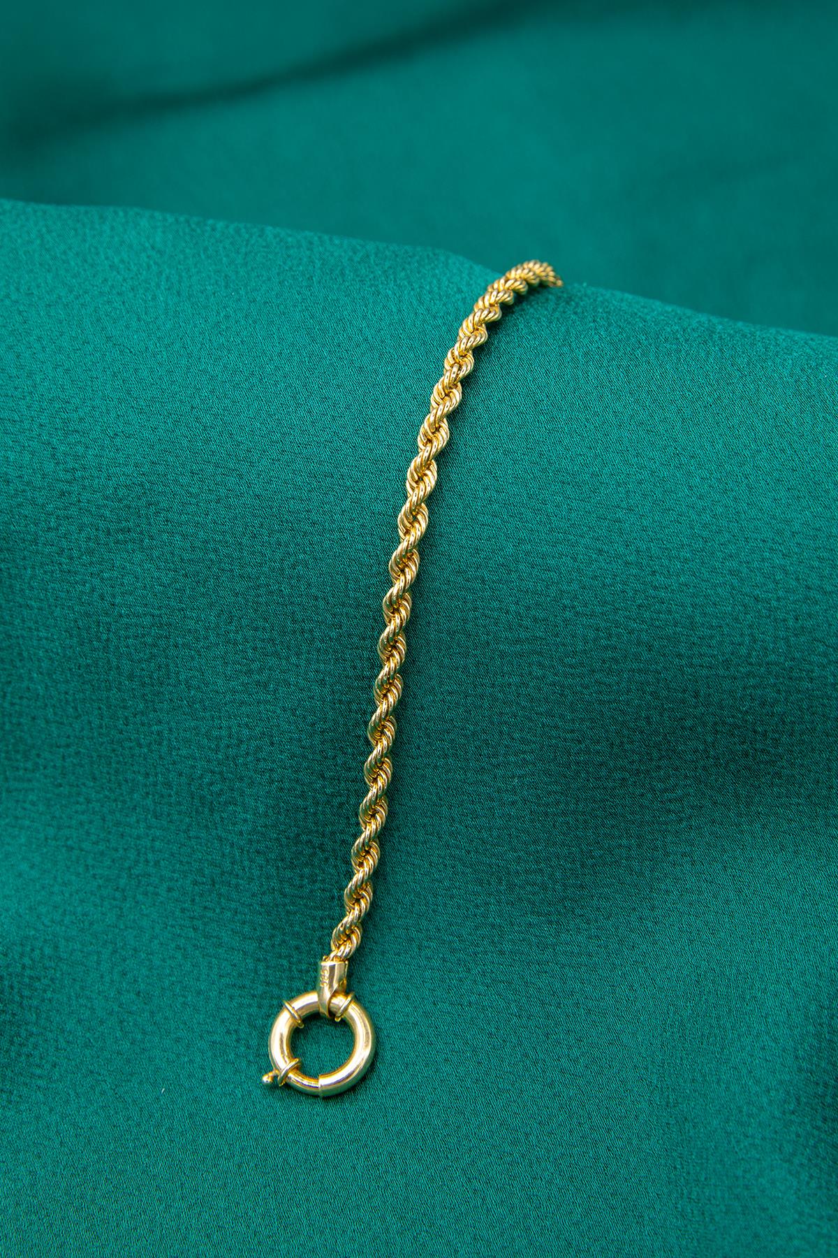 14K Gold Rope Chain Bracelet  0.124 inch