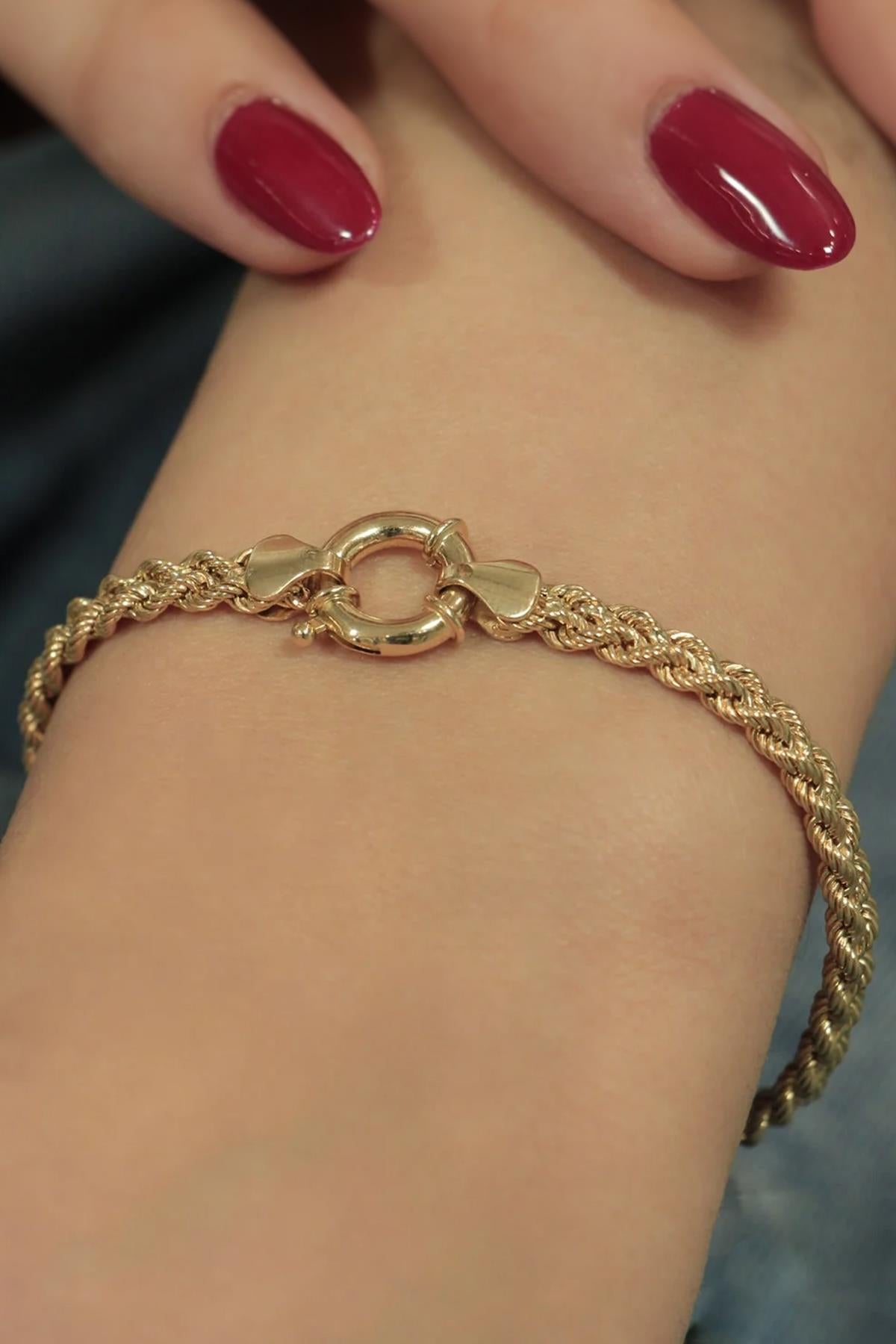 14K Gold Rope Chain Bracelet  0.157 inch