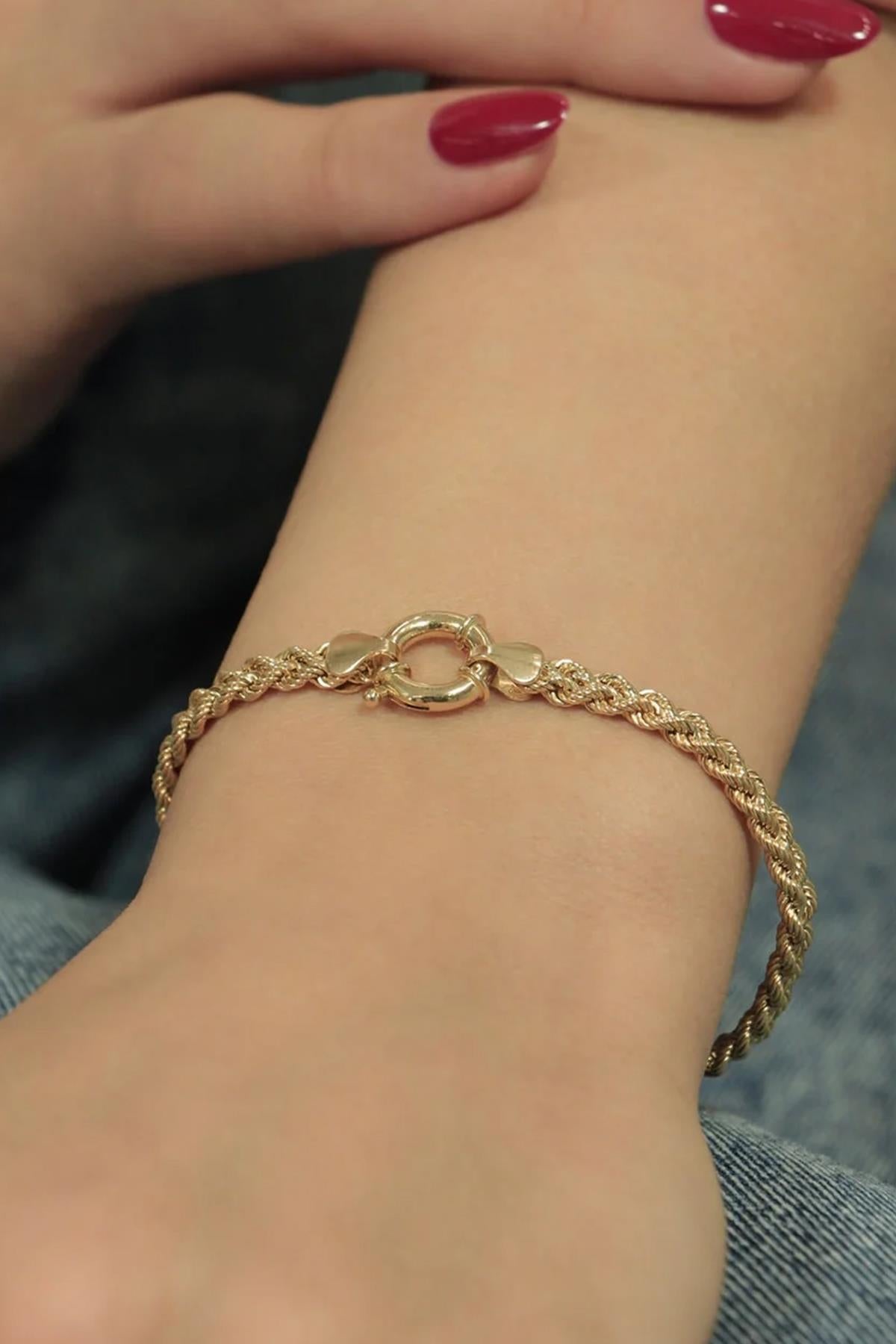 14K Gold Rope Chain Bracelet  0.157 inch