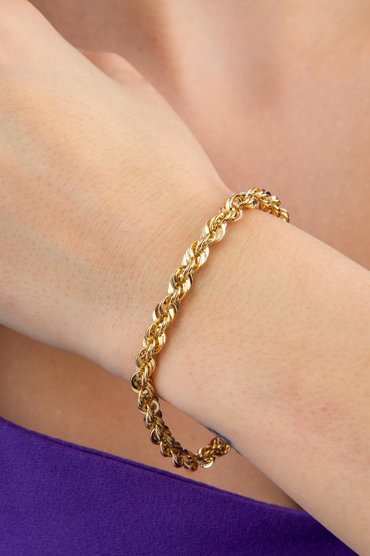 14K Gold Rope Chain Bracelet  0.200 inch