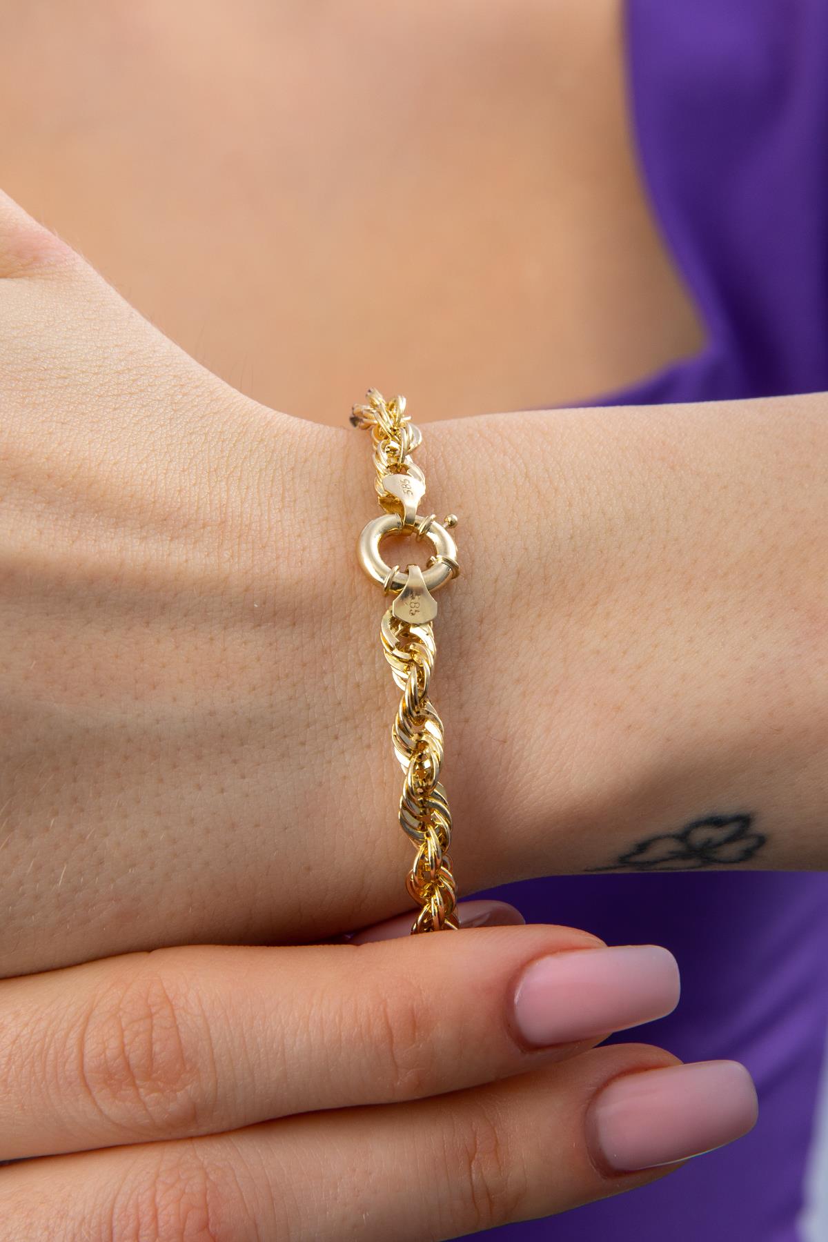 14K Gold Rope Chain Bracelet  0.200 inch