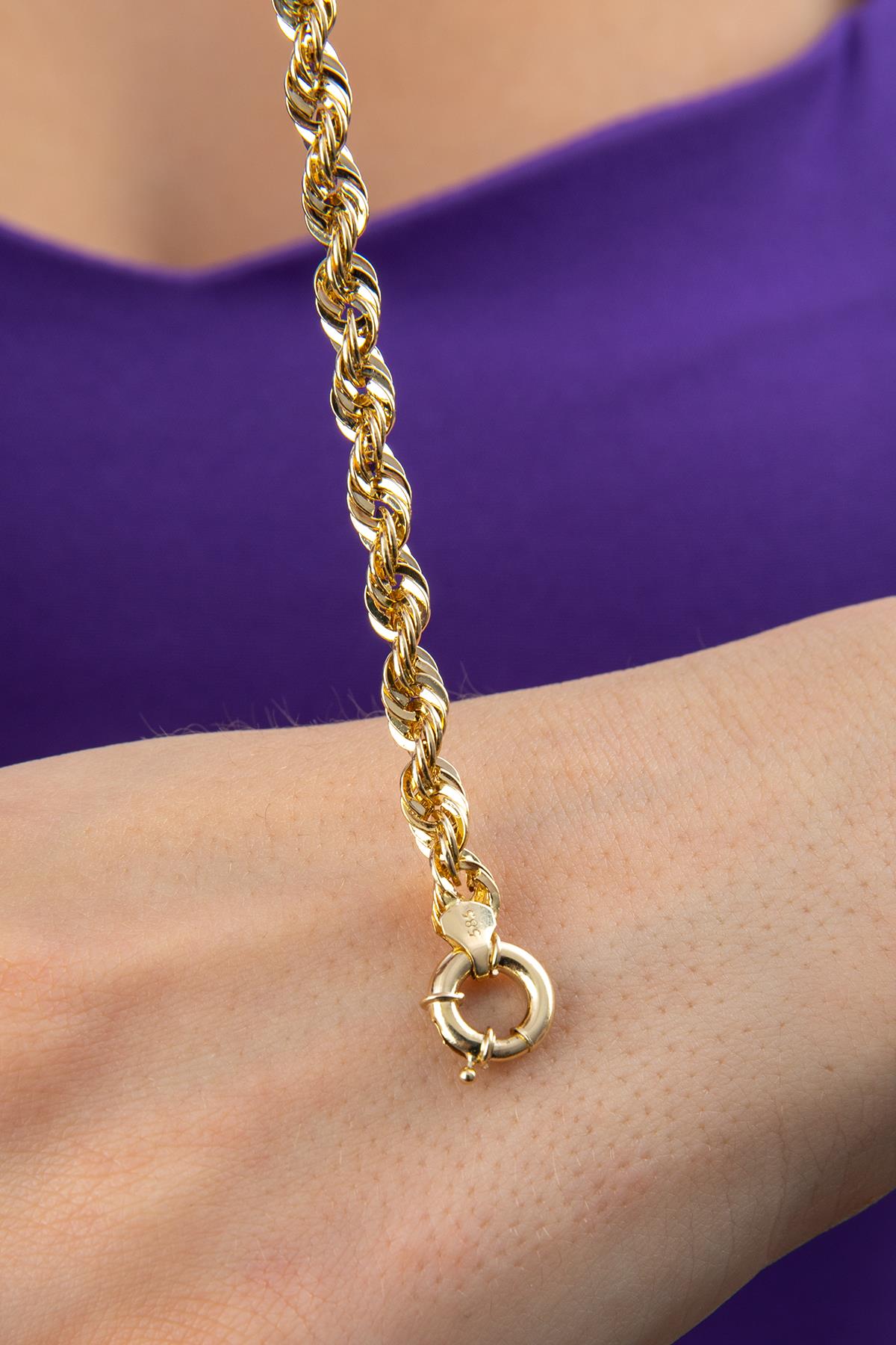 14K Gold Rope Chain Bracelet  0.200 inch