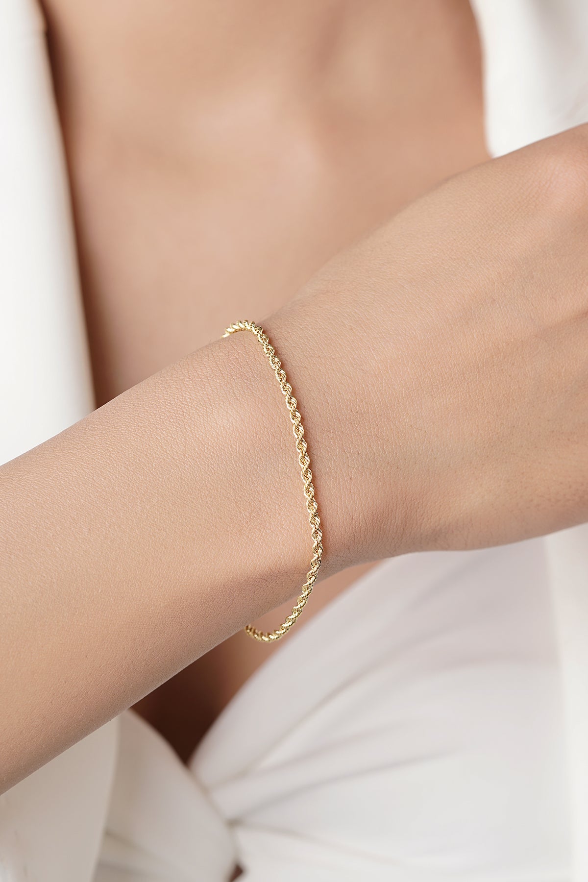 14K Gold Rope Chain Bracelet