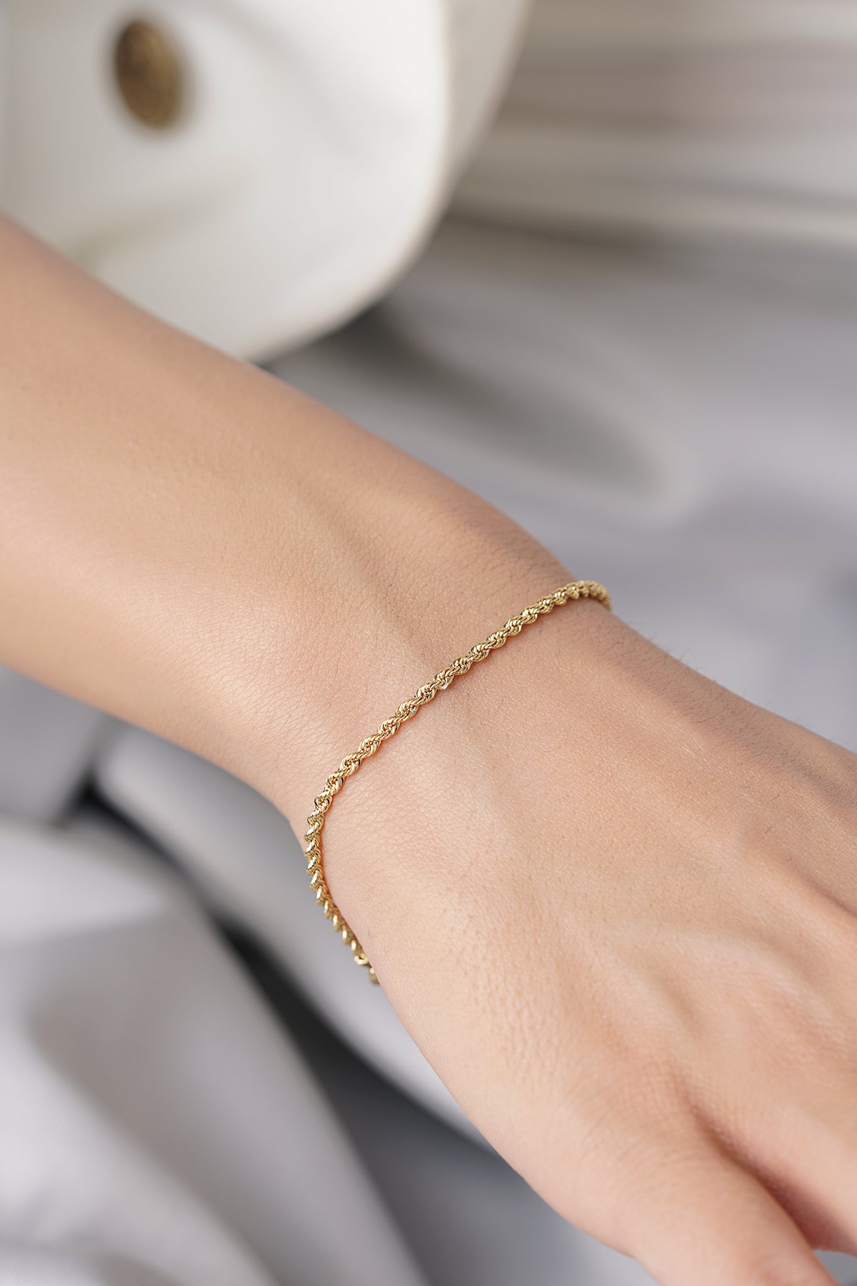14K Gold Rope Chain Bracelet