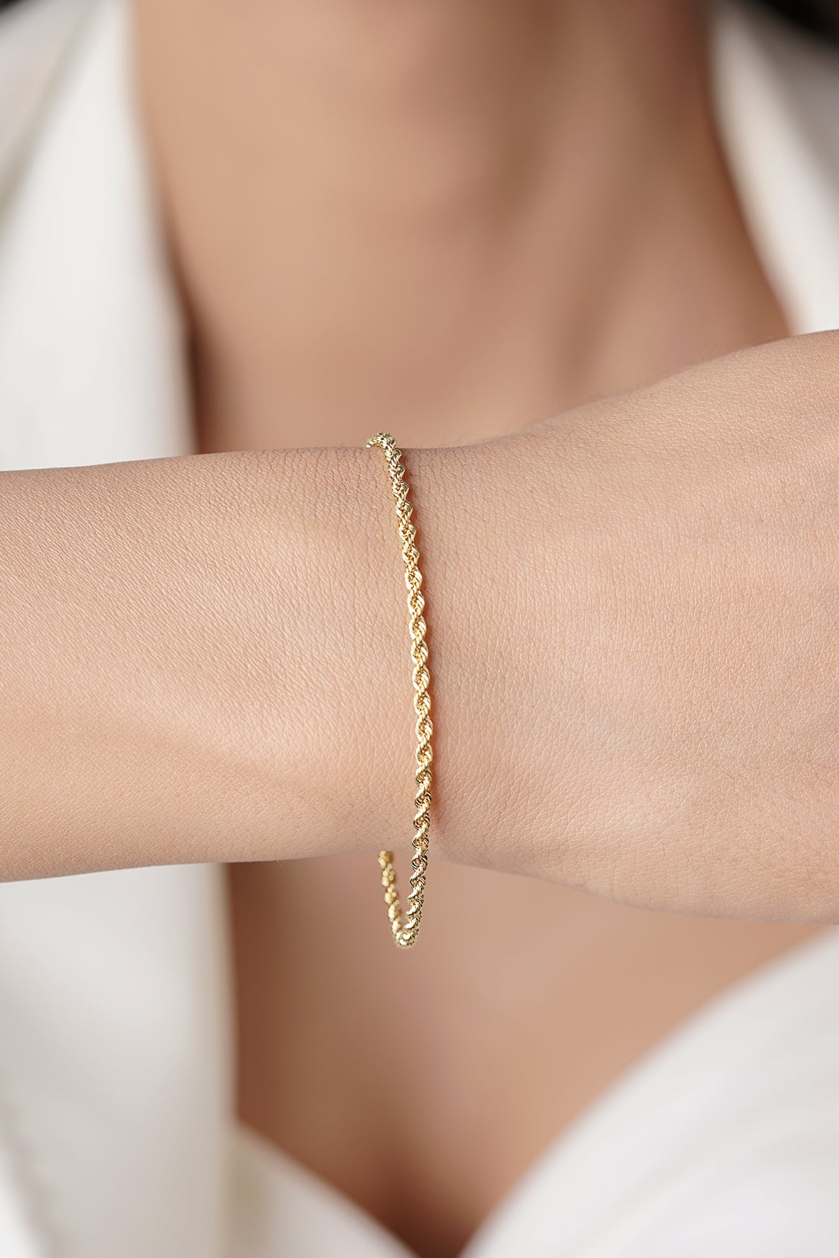 14K Gold Rope Chain Bracelet