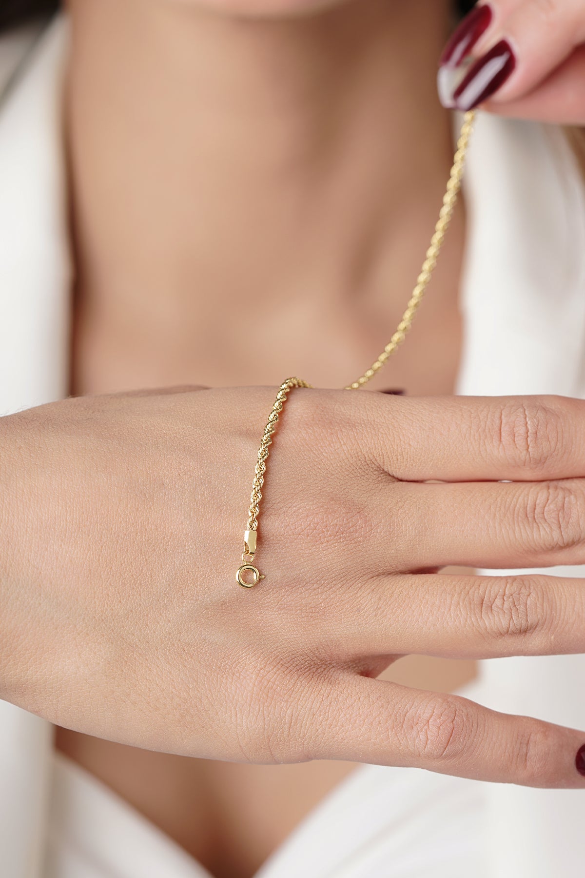 14K Gold Rope Chain Bracelet