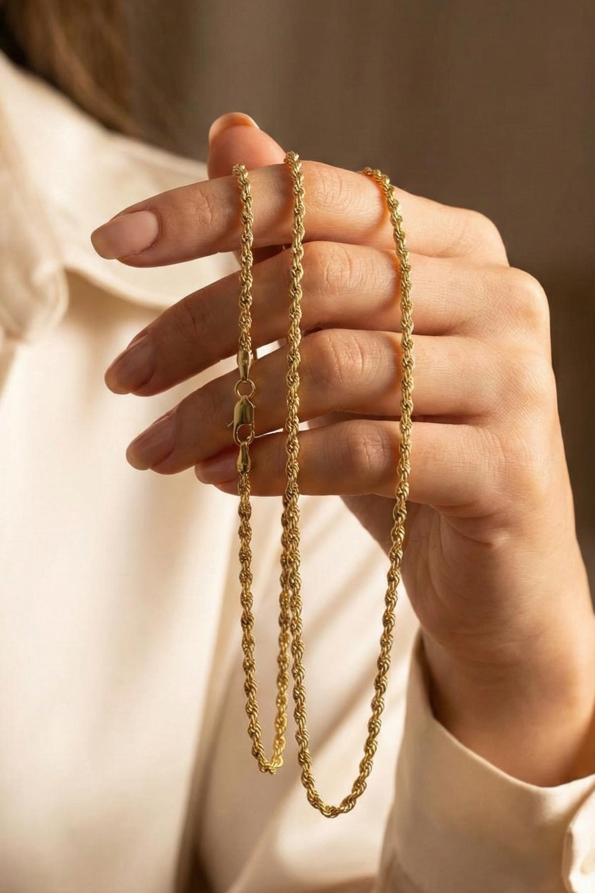14K Gold Rope Chain For Men   0.102 inch