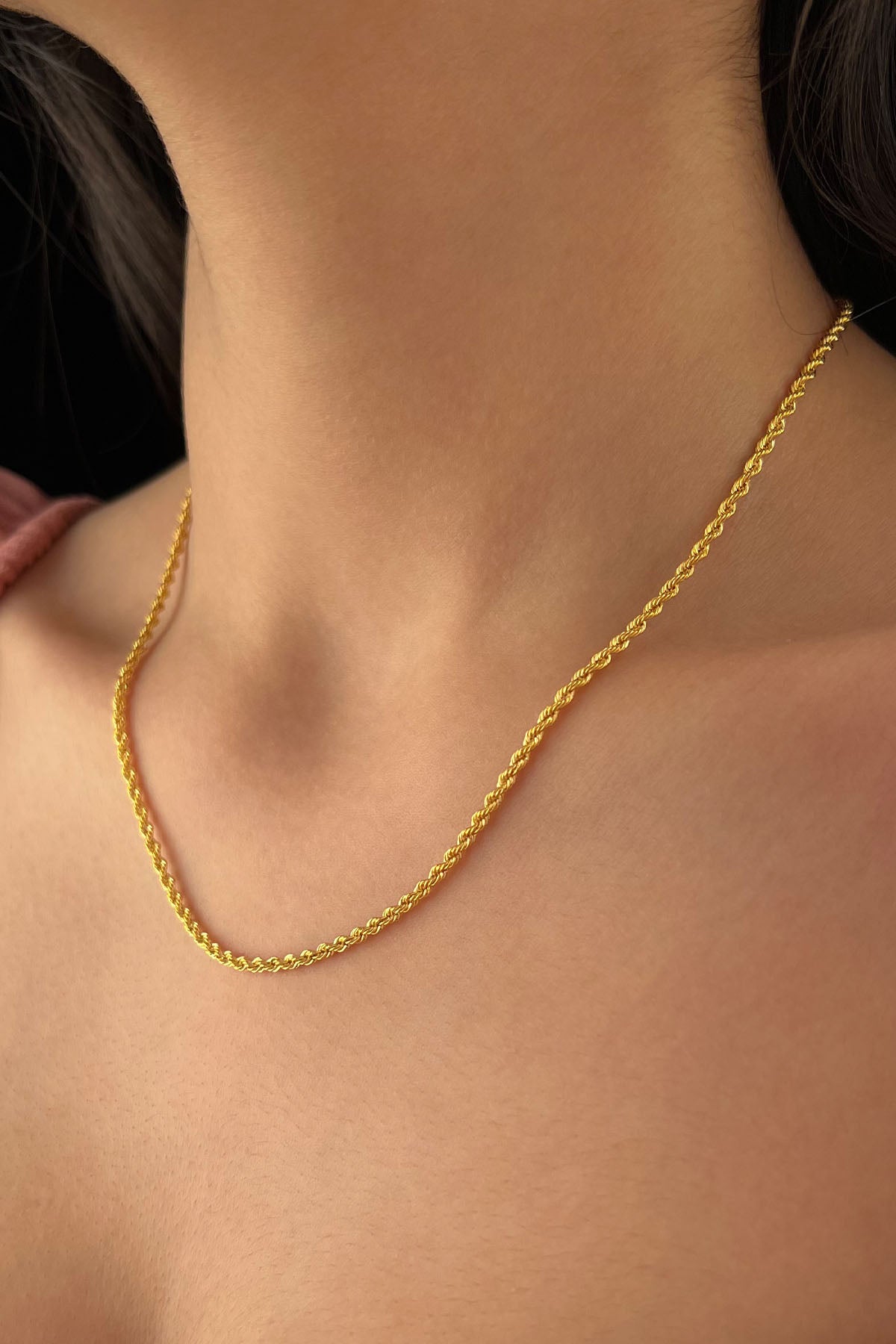 14K Gold Rope Chain Necklace