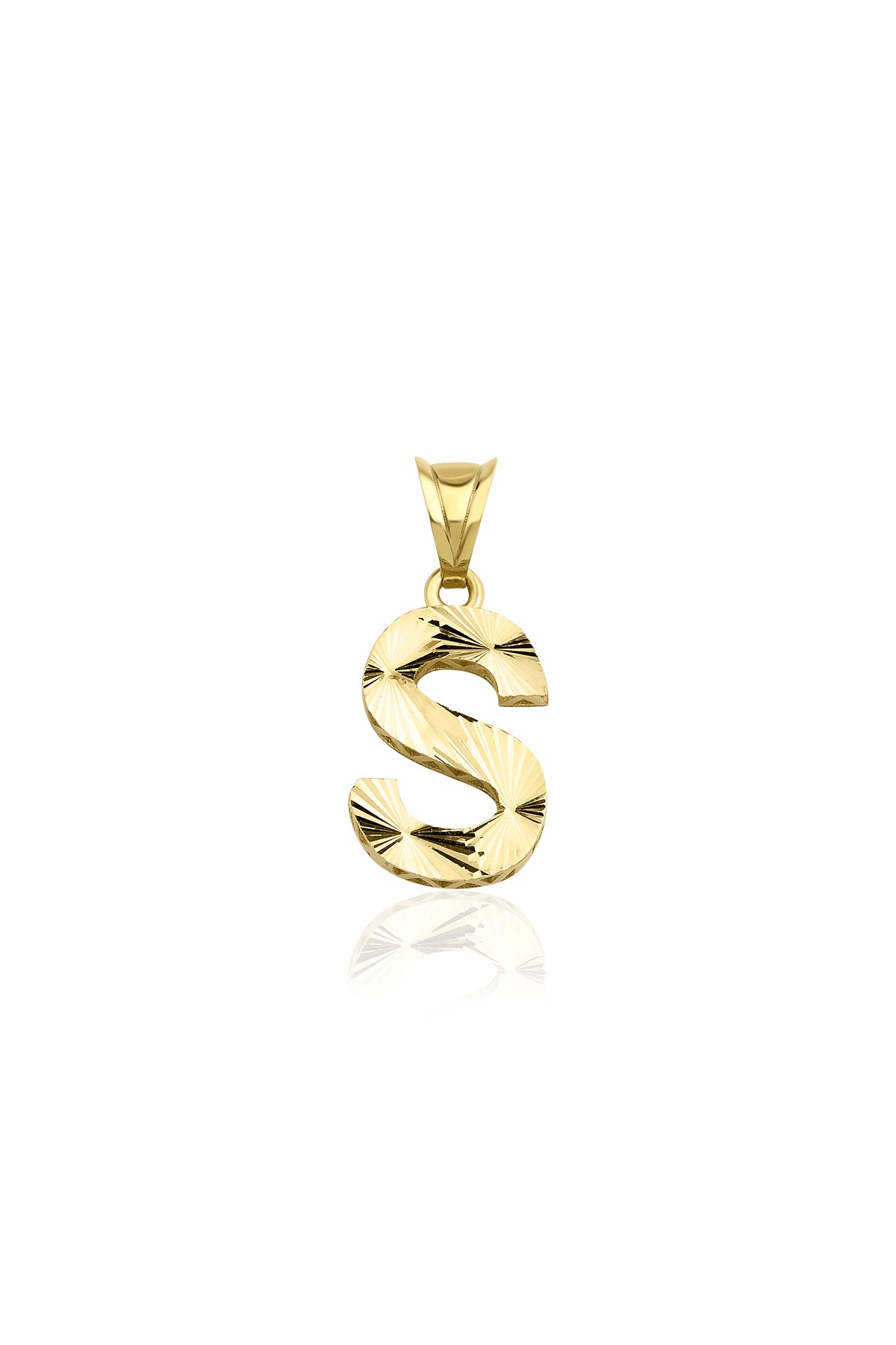 14K Gold S Letter Mini Shine Pendant