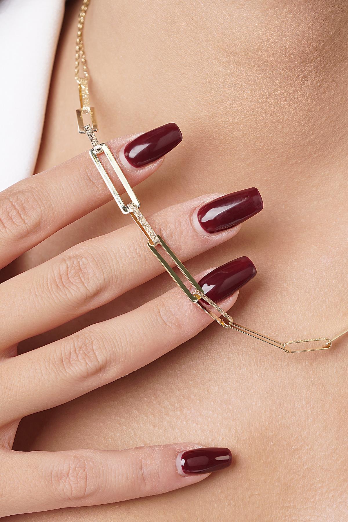 14K Gold Sandblasted Paperclip Necklace