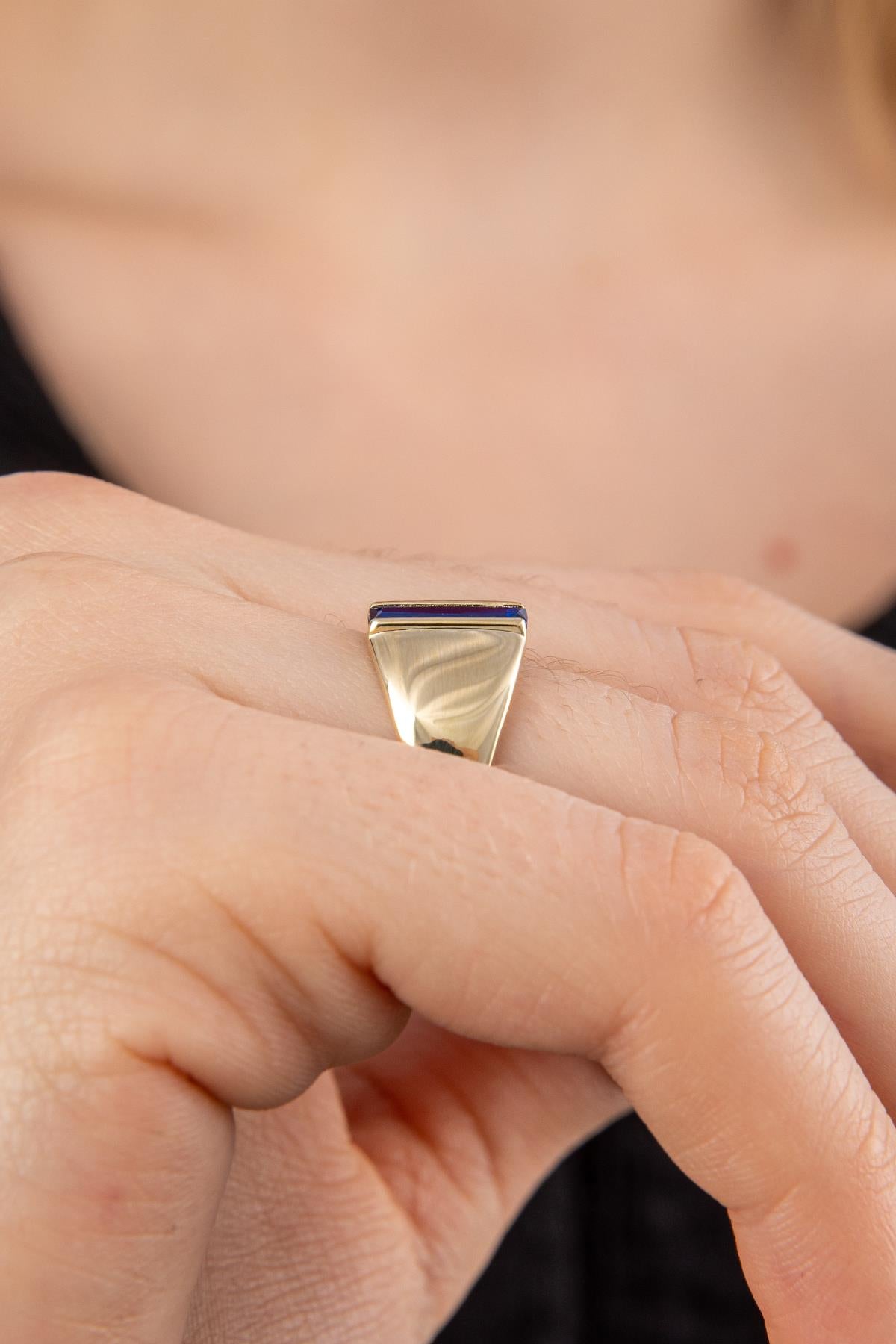 14K Gold Sapphire Bar Ring