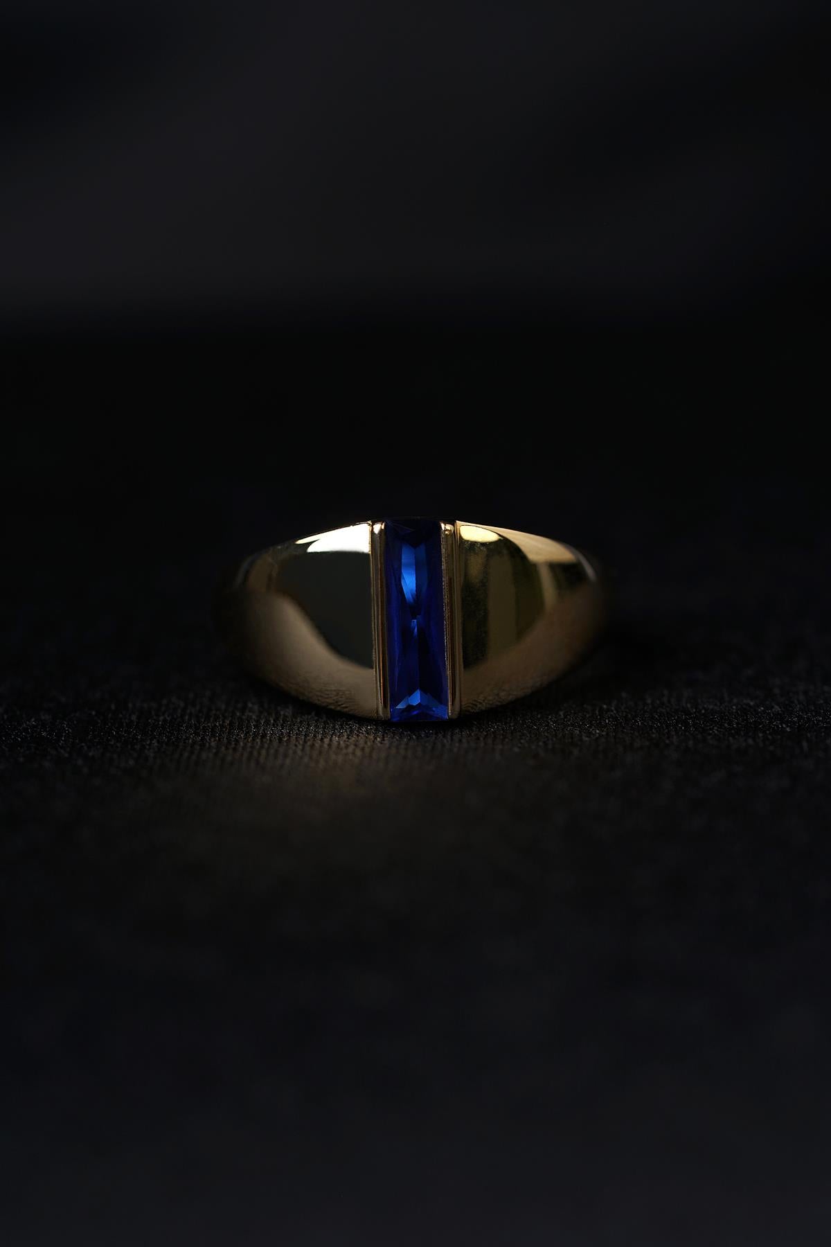 14K Gold Sapphire Bar Ring