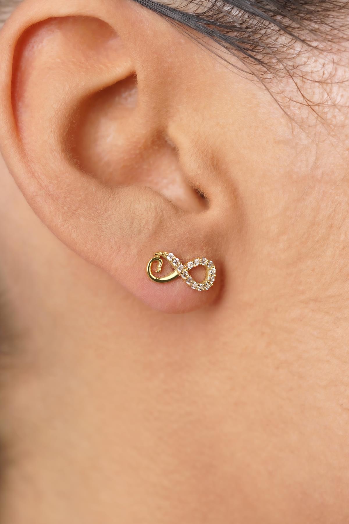 14K Gold Semi-Pave Infinity Earrings