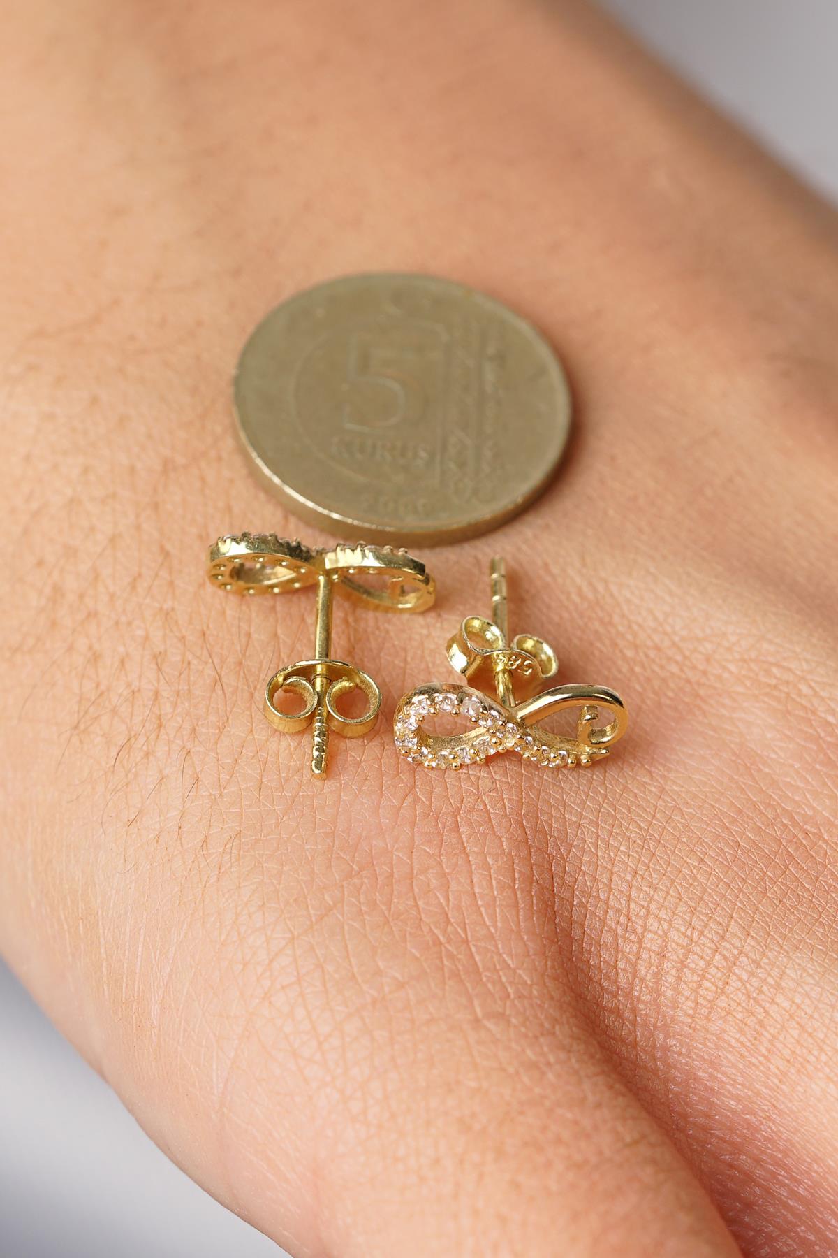 14K Gold Semi-Pave Infinity Earrings