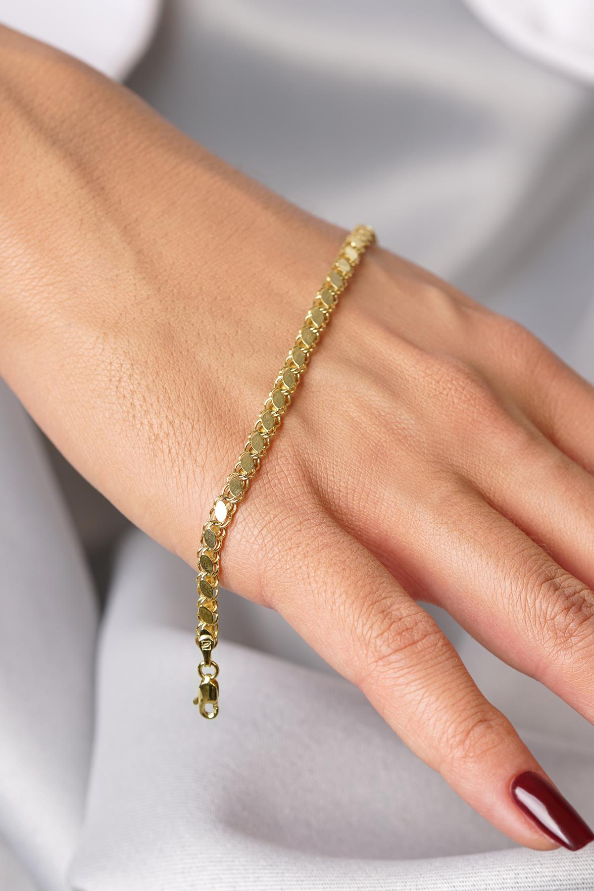 14K Gold Sequin Chain Bracelet 0.137 inch