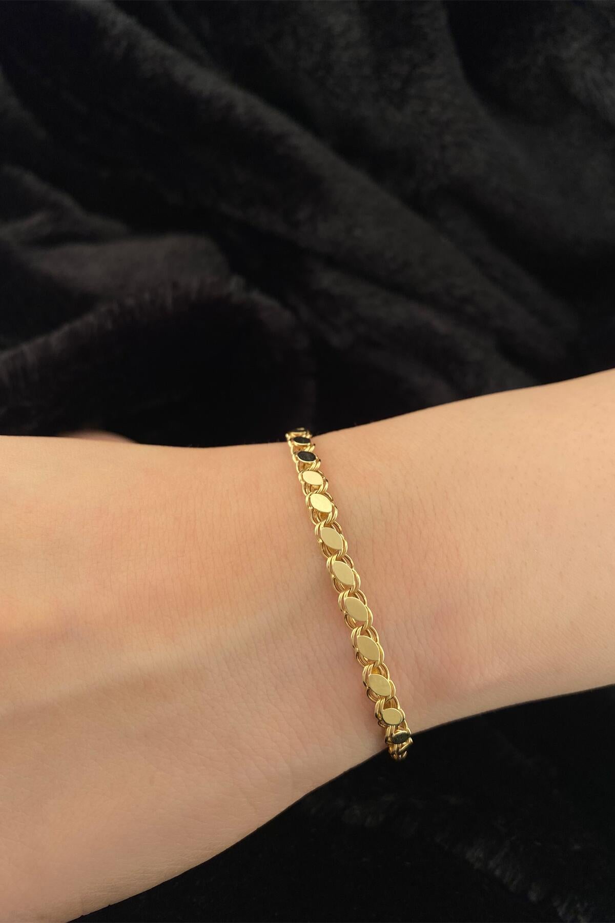 14K Gold Sequin Chain Bracelet  0.157 inch