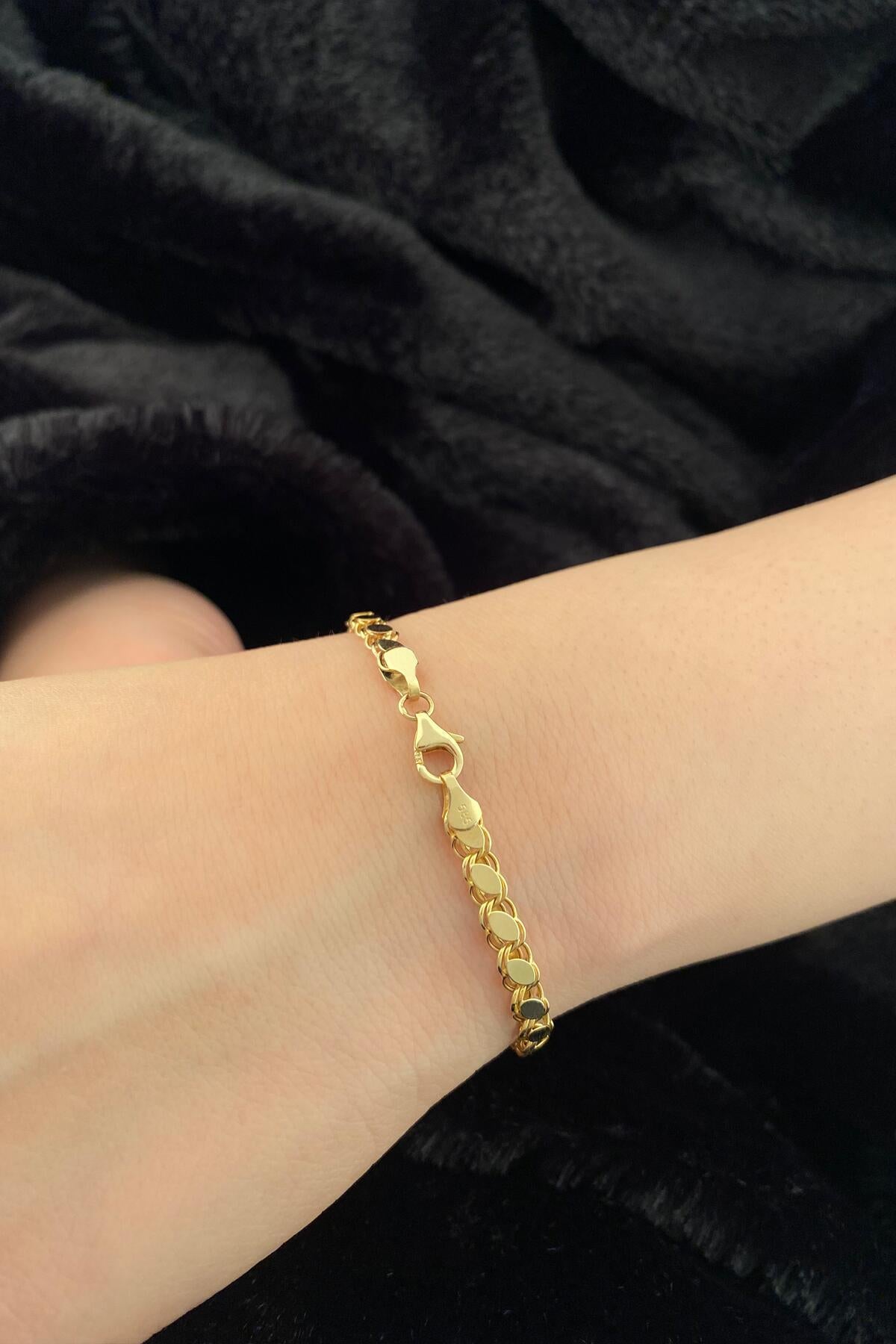 14K Gold Sequin Chain Bracelet  0.157 inch