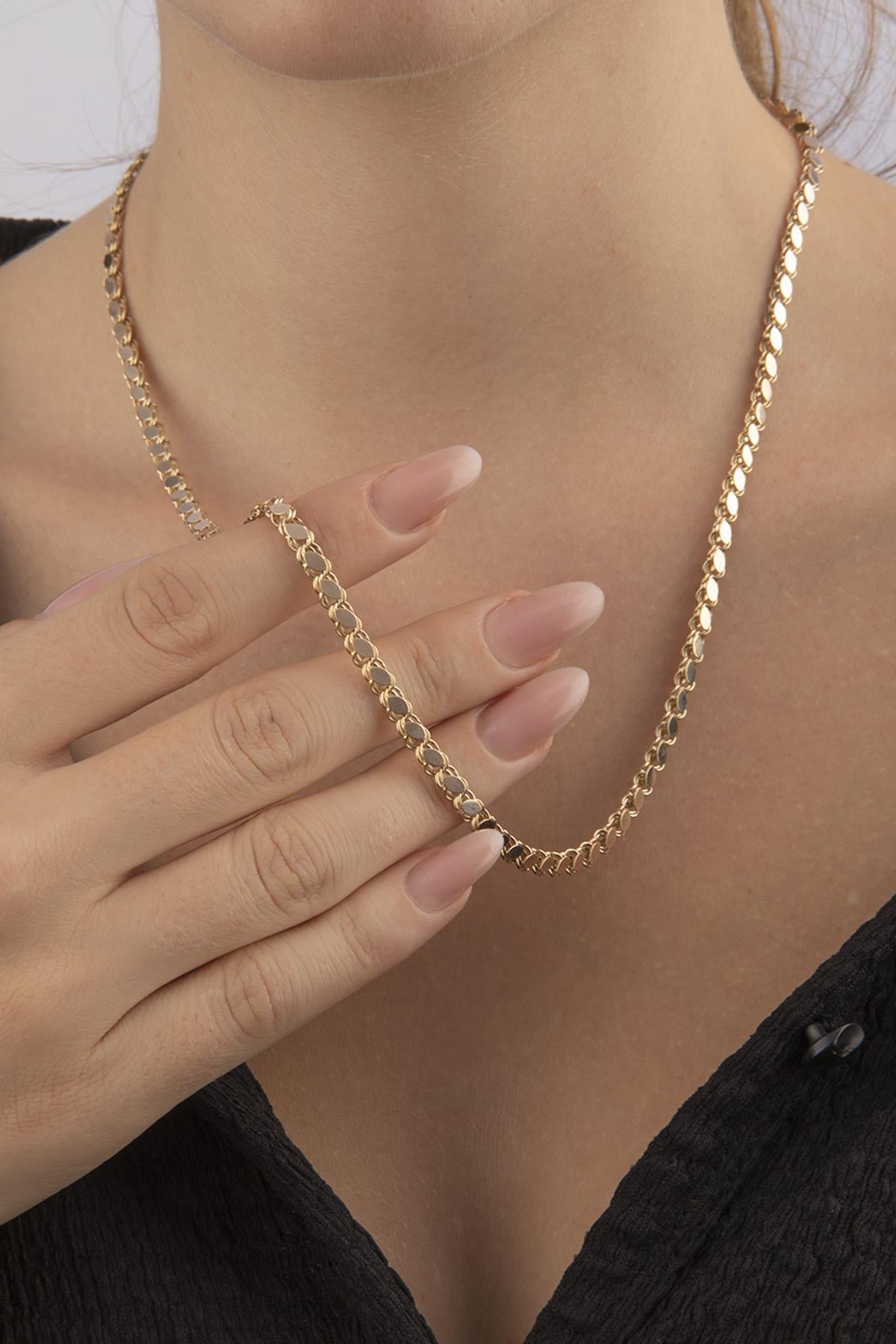 14K Gold Sequin Chain Necklace