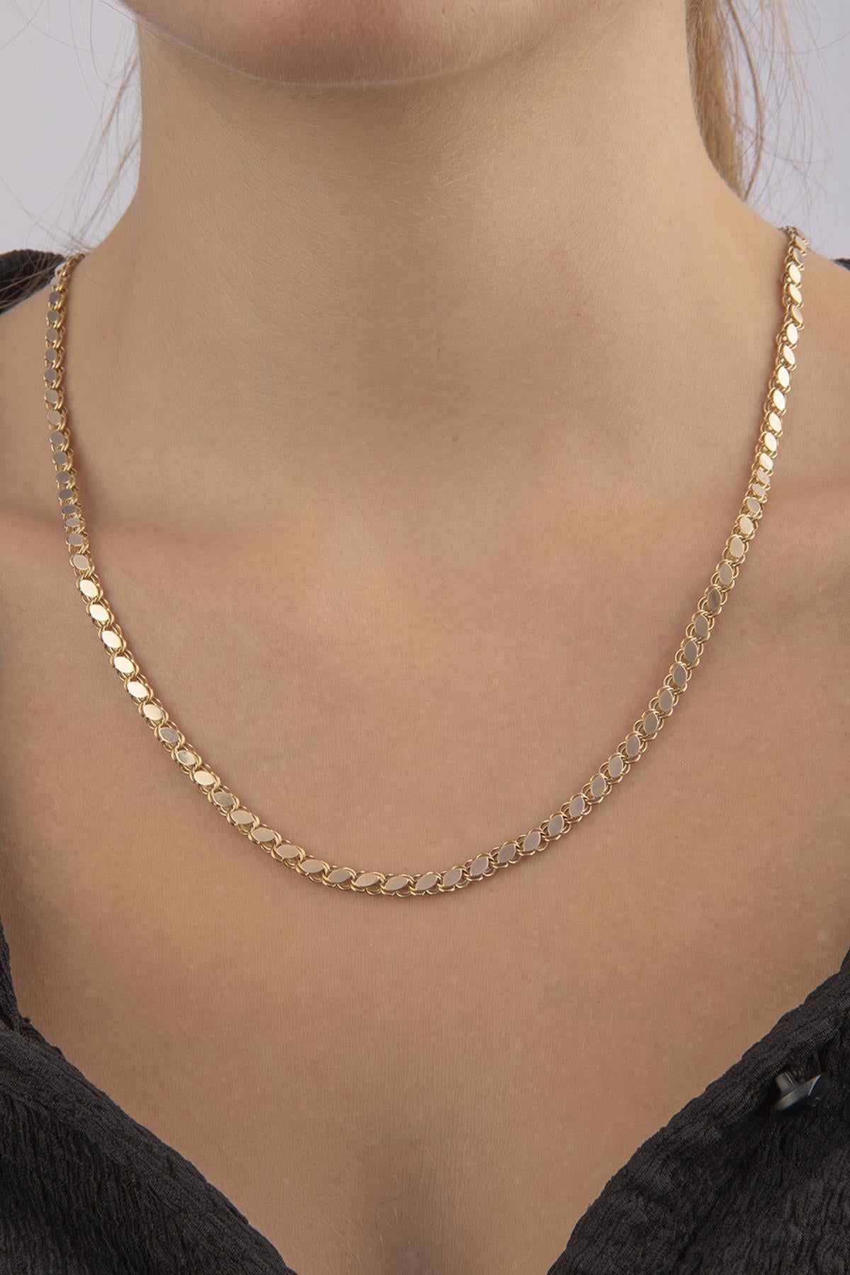 14K Gold Sequin Chain Necklace