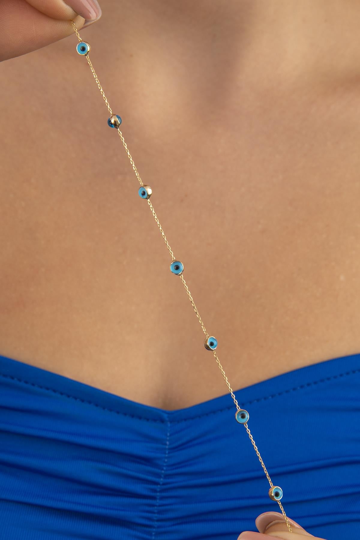 14K Gold Seven Evil Eye Bracelet