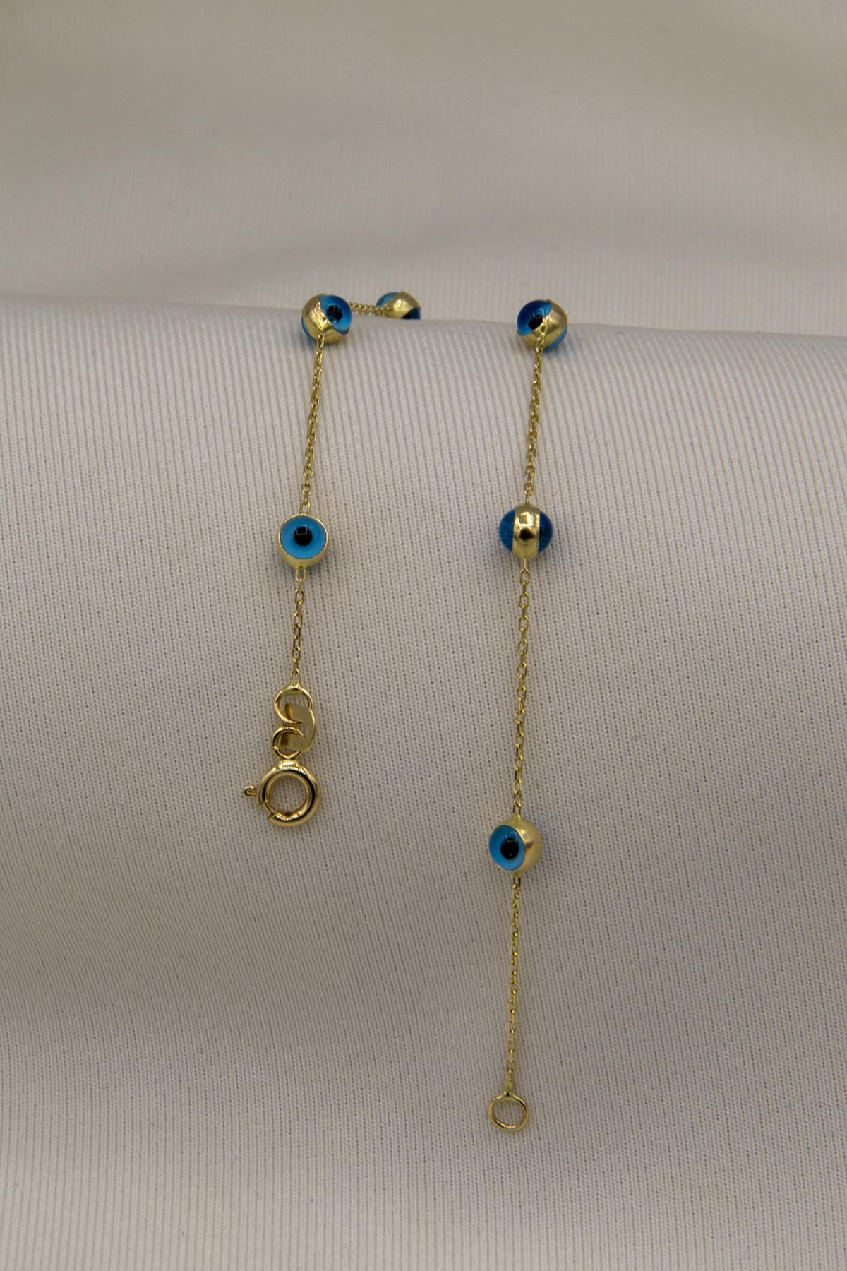 14K Gold Seven Evil Eye Bracelet