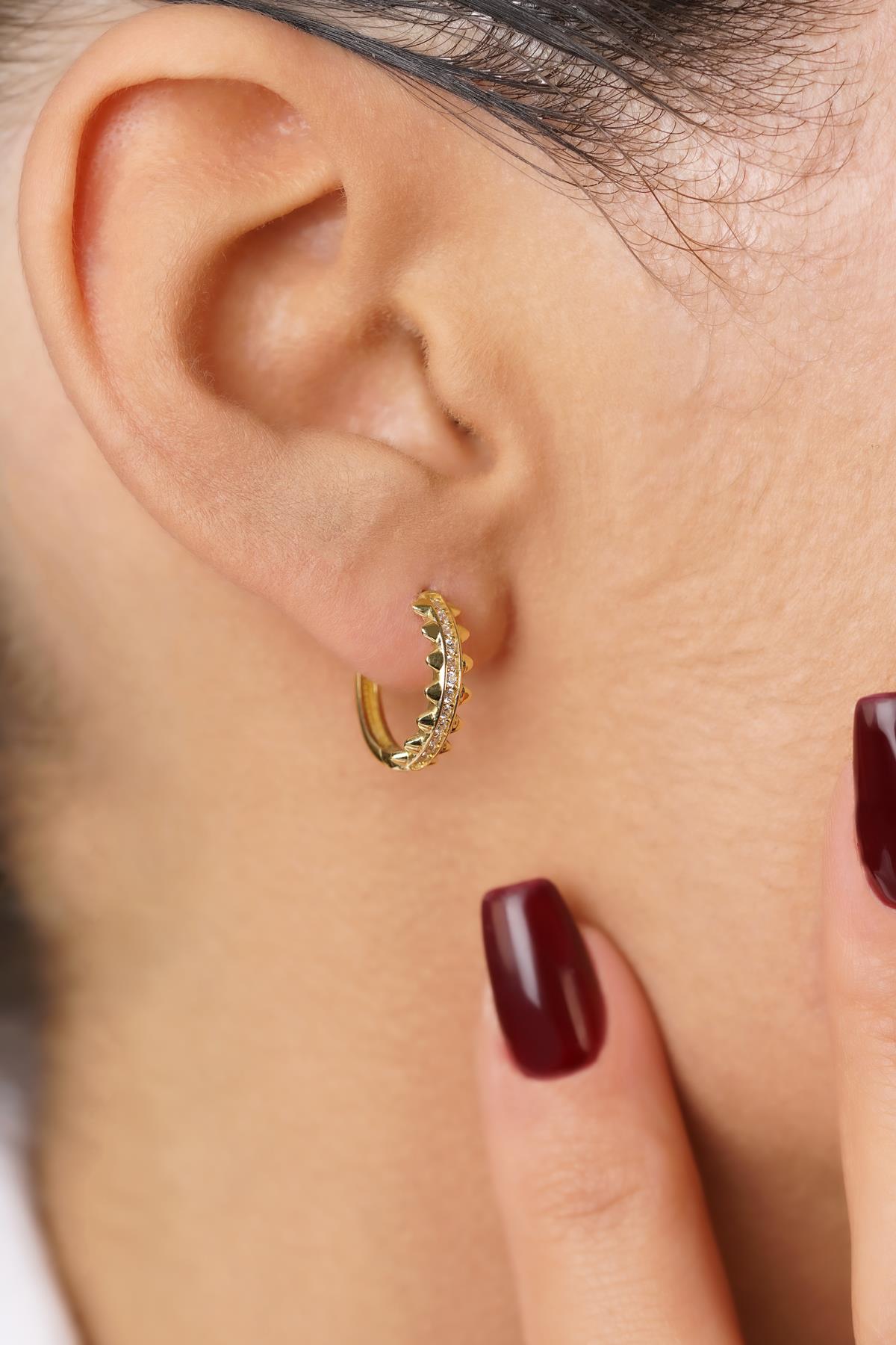 14K Gold Shimmering Pave Hoop Earrings