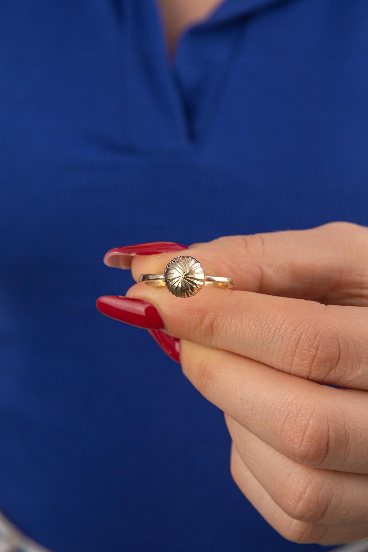 14K Solid Gold Shiny Ball Ring 3