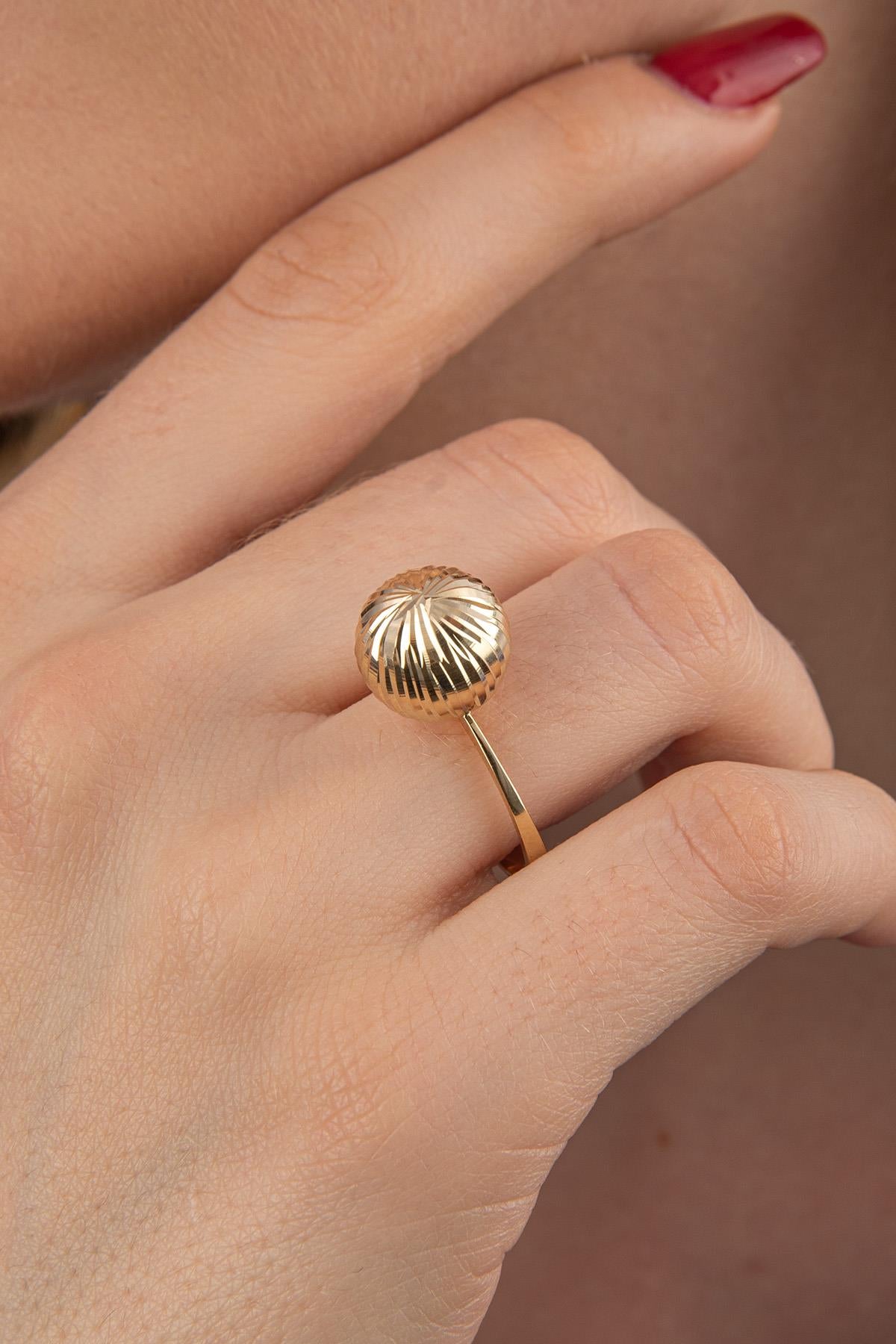 14K Gold Shiny Ball Ring