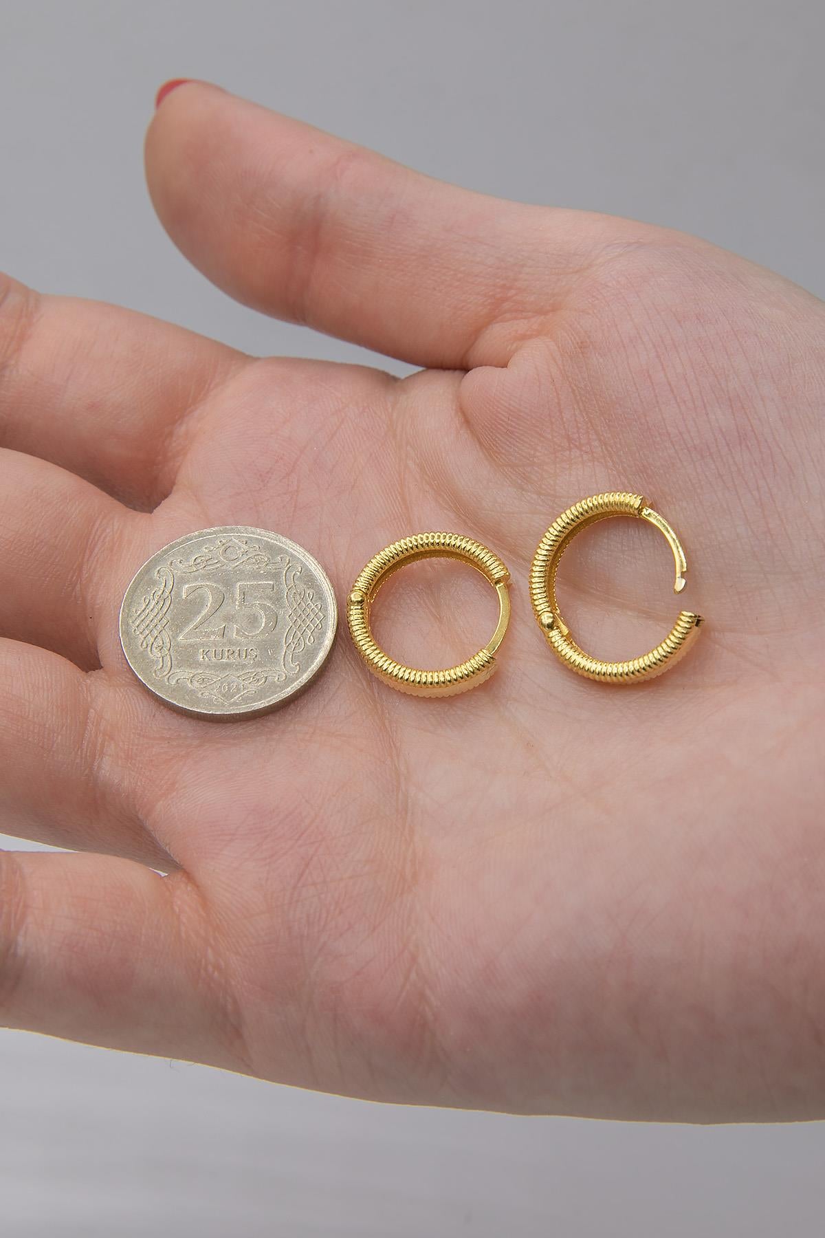 14K Gold Shiny Huggie Earrings