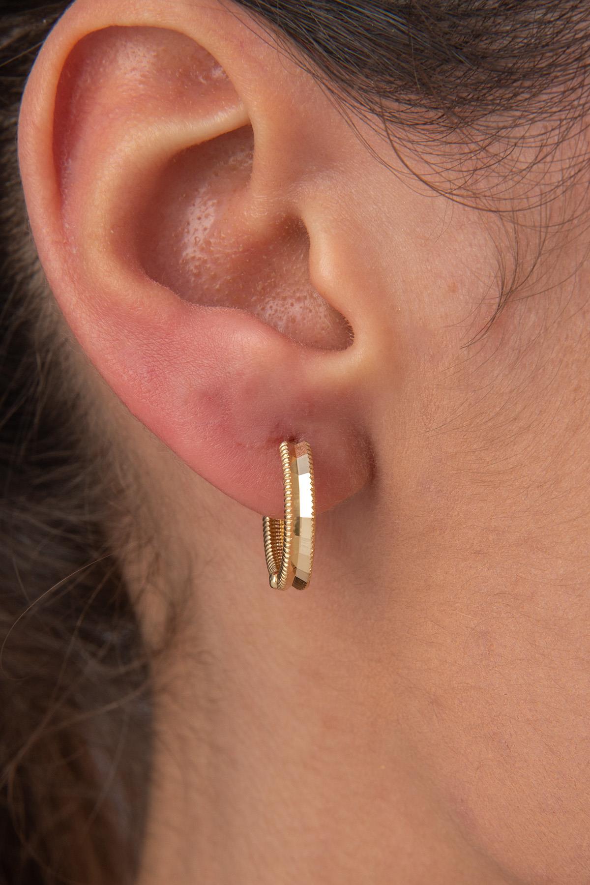 14K Gold Shiny Huggie Earrings