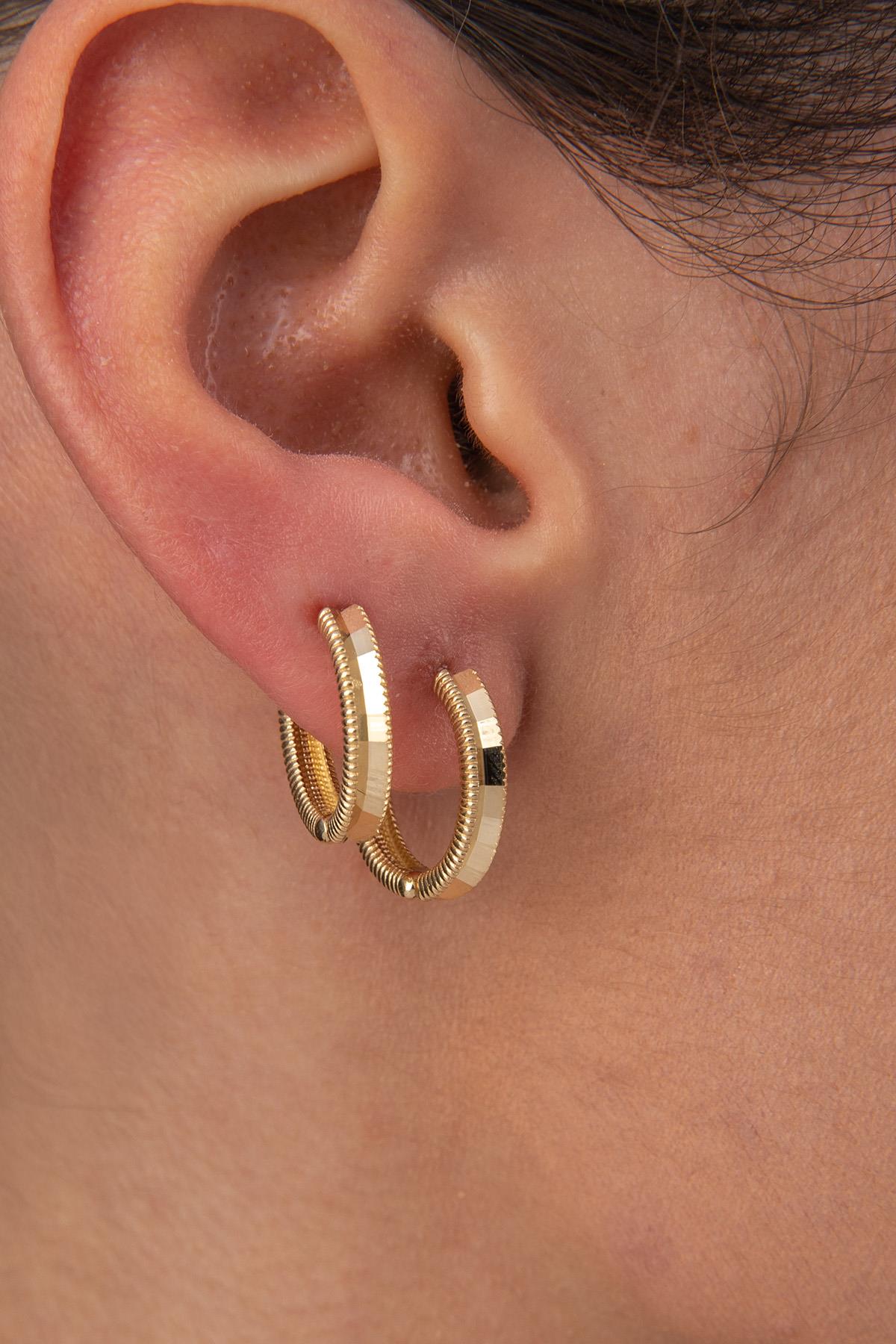 14K Gold Shiny Huggie Earrings