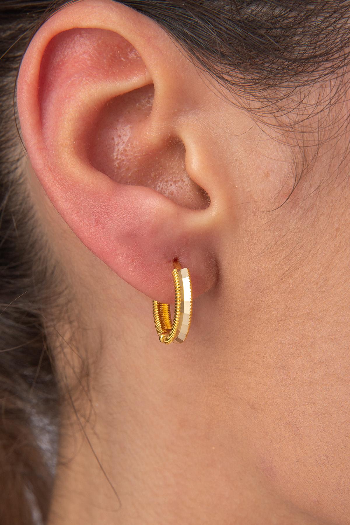 14K Gold Shiny Huggie Earrings