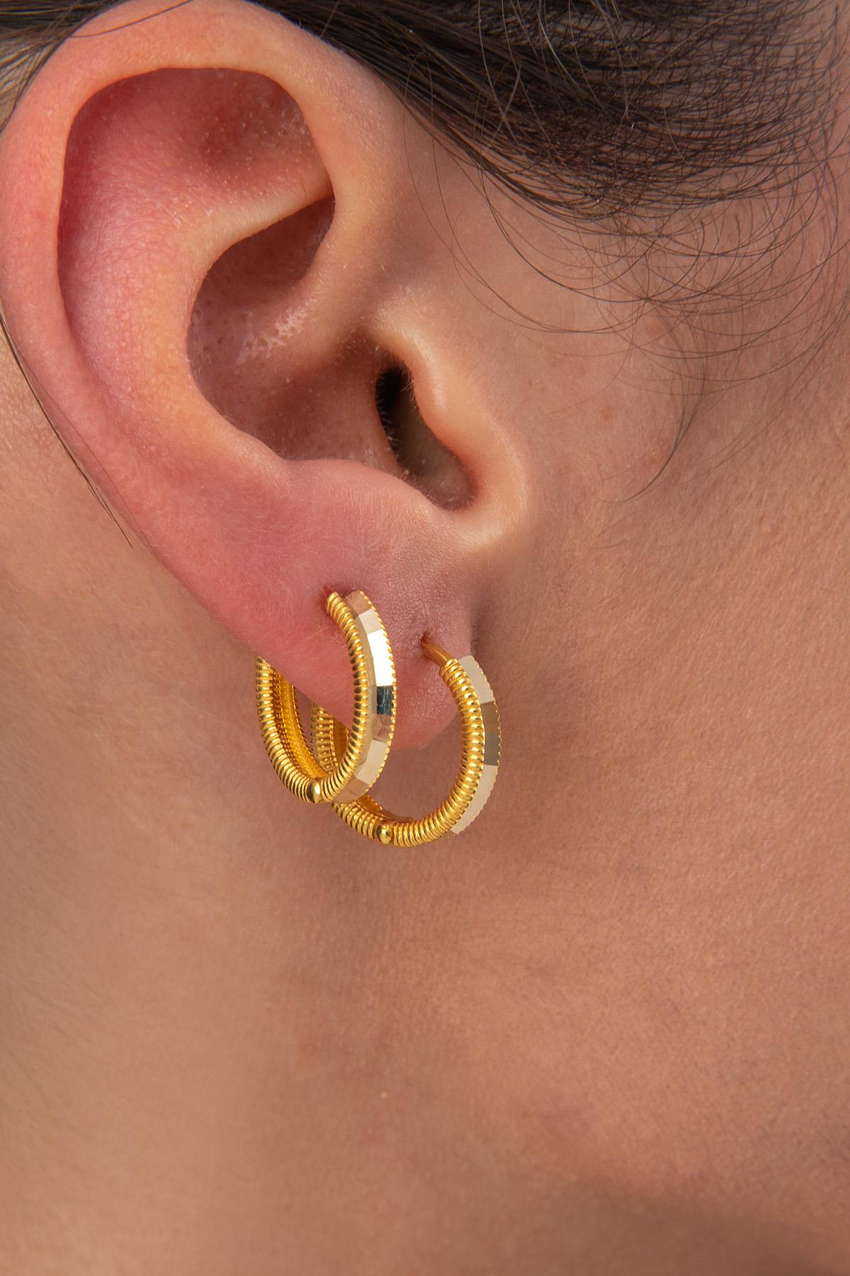 14K Gold Shiny Huggie Earrings