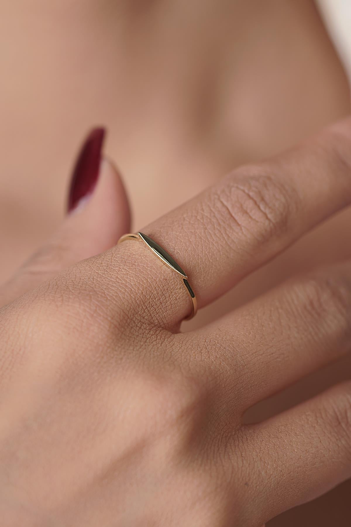 14K Gold Slim Signet Ring