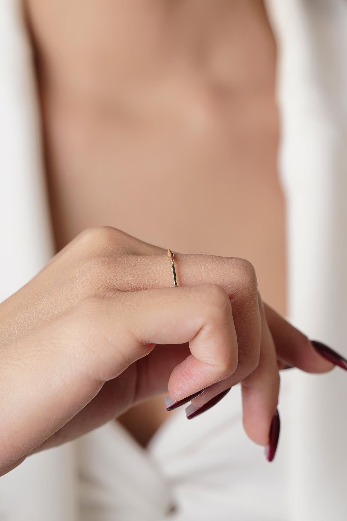 14K Gold Slim Signet Ring