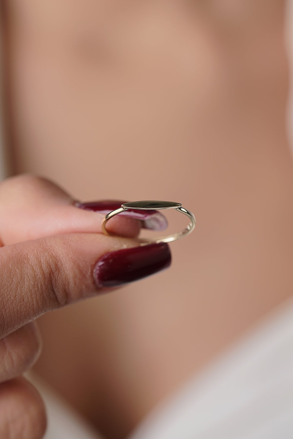 14K Gold Slim Signet Ring