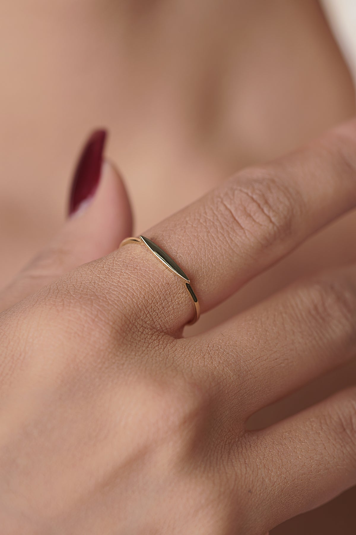 14K Gold Slim Signet Ring