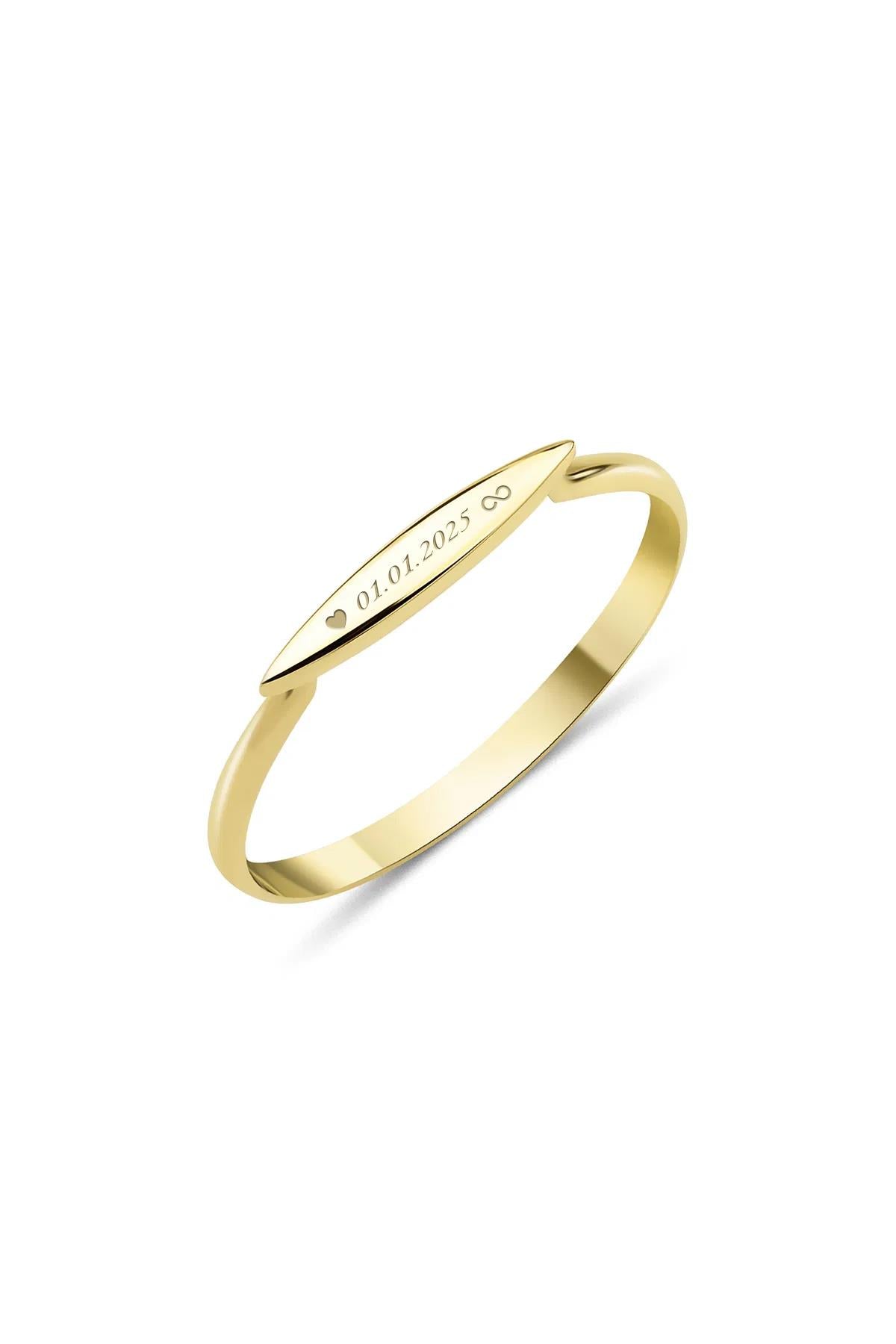 14K Gold Slim Signet Ring