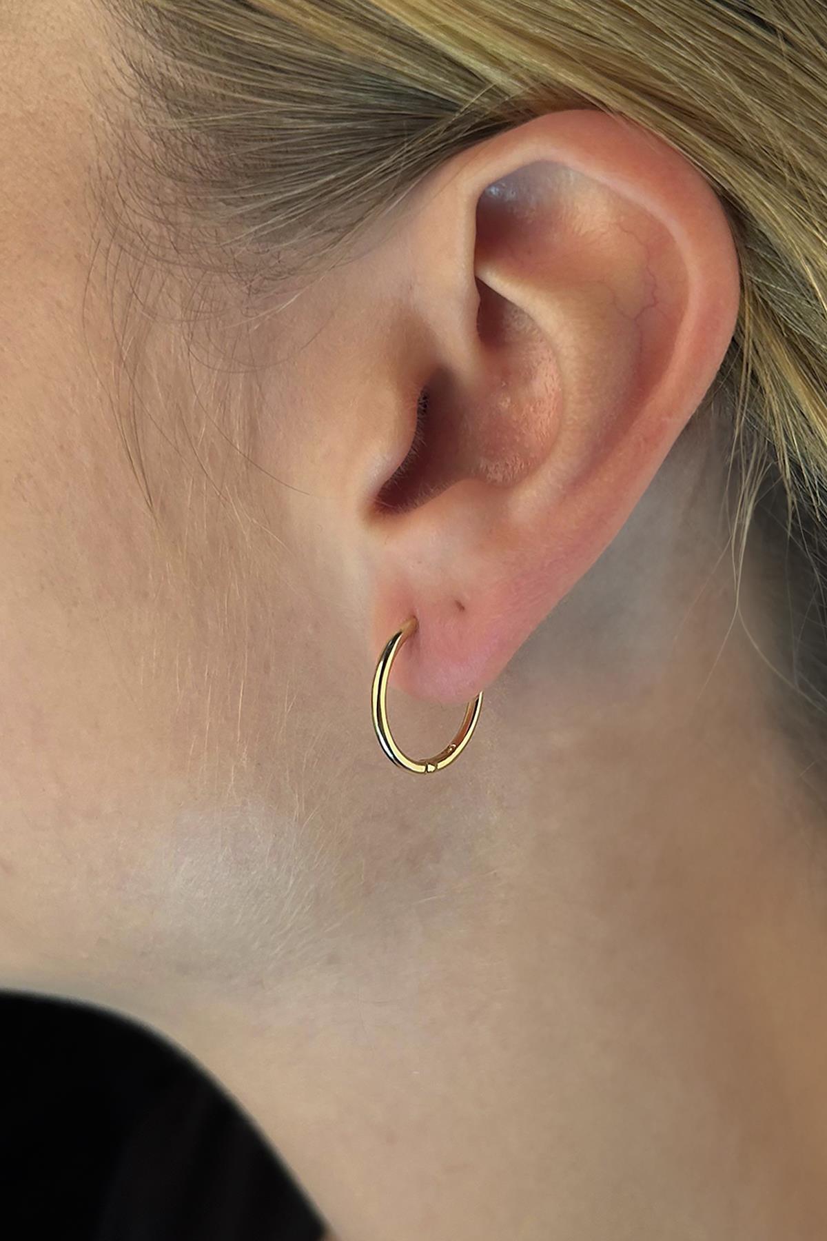 14K Gold Slim Small Hoop Earrings