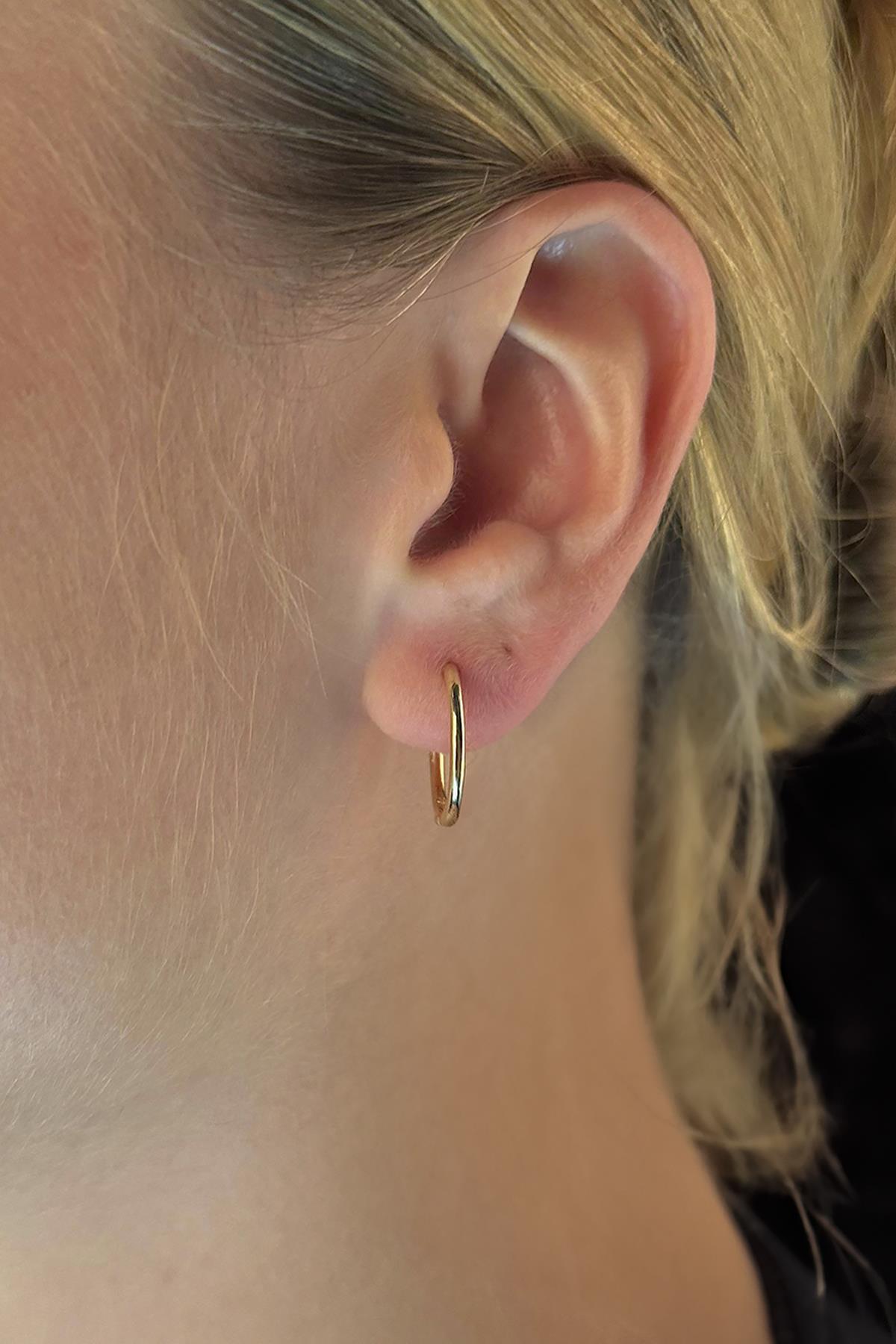 14K Gold Slim Small Hoop Earrings