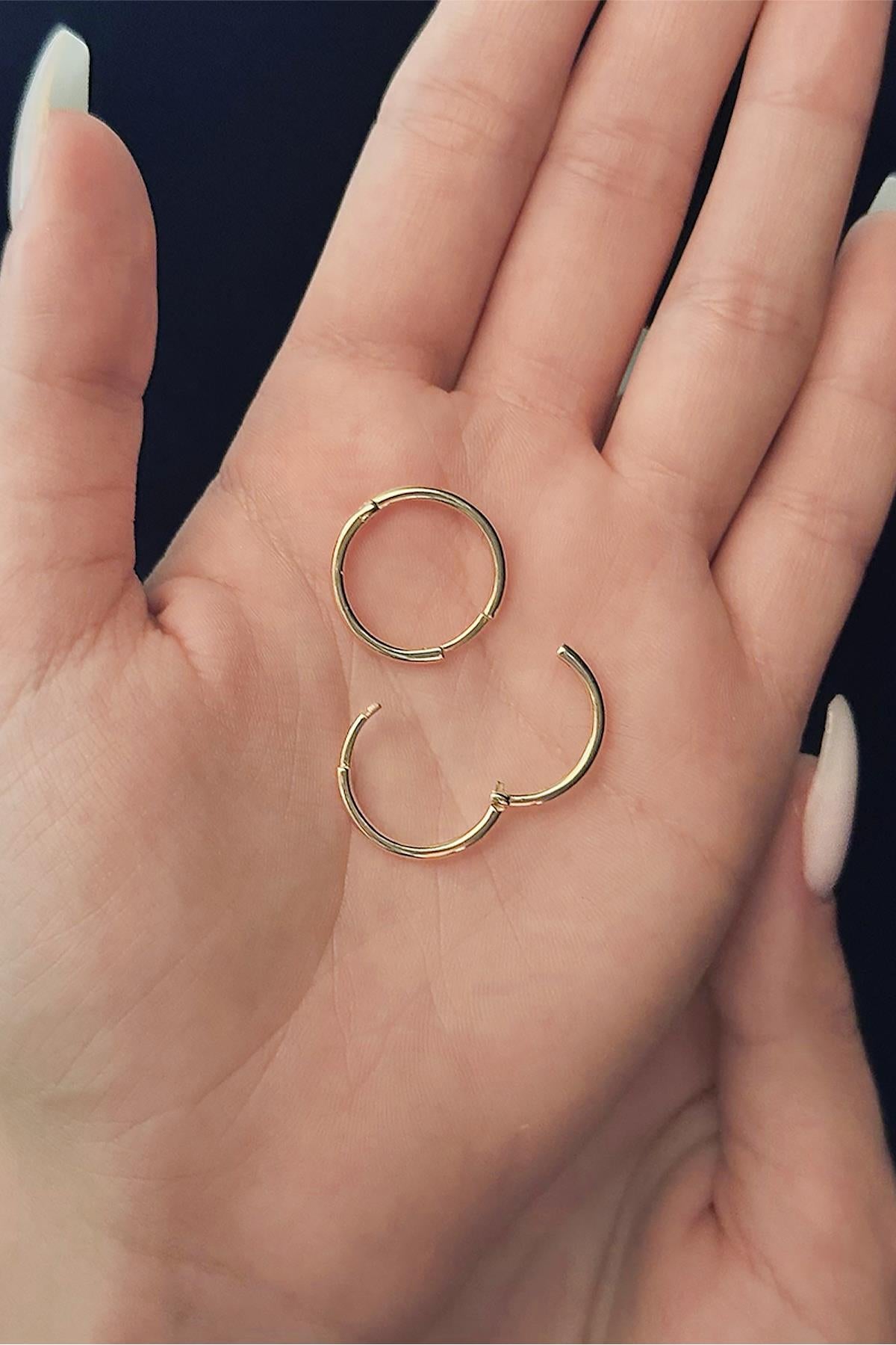 14K Gold Slim Small Hoop Earrings