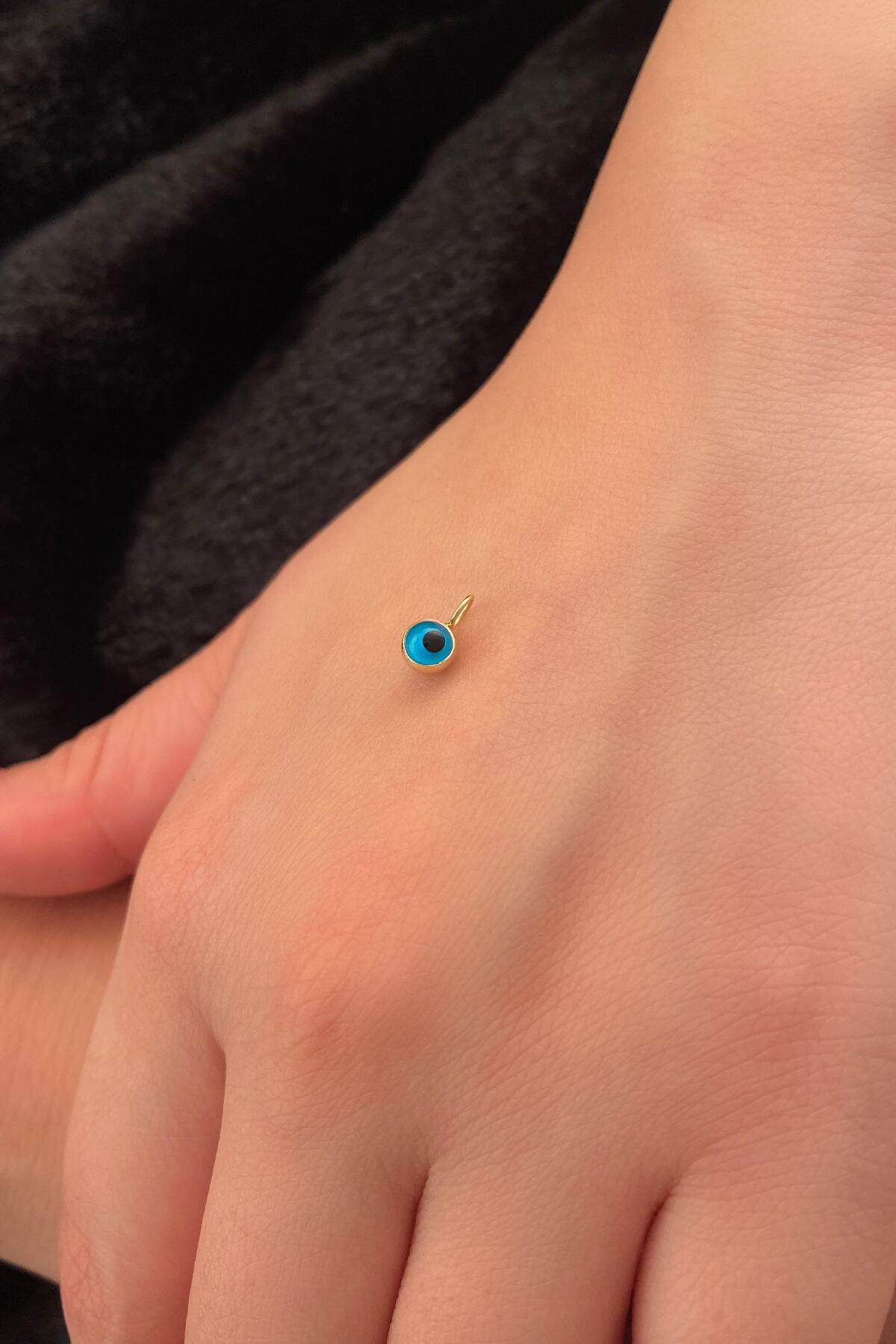 14K Gold Small Evil Eye Charm