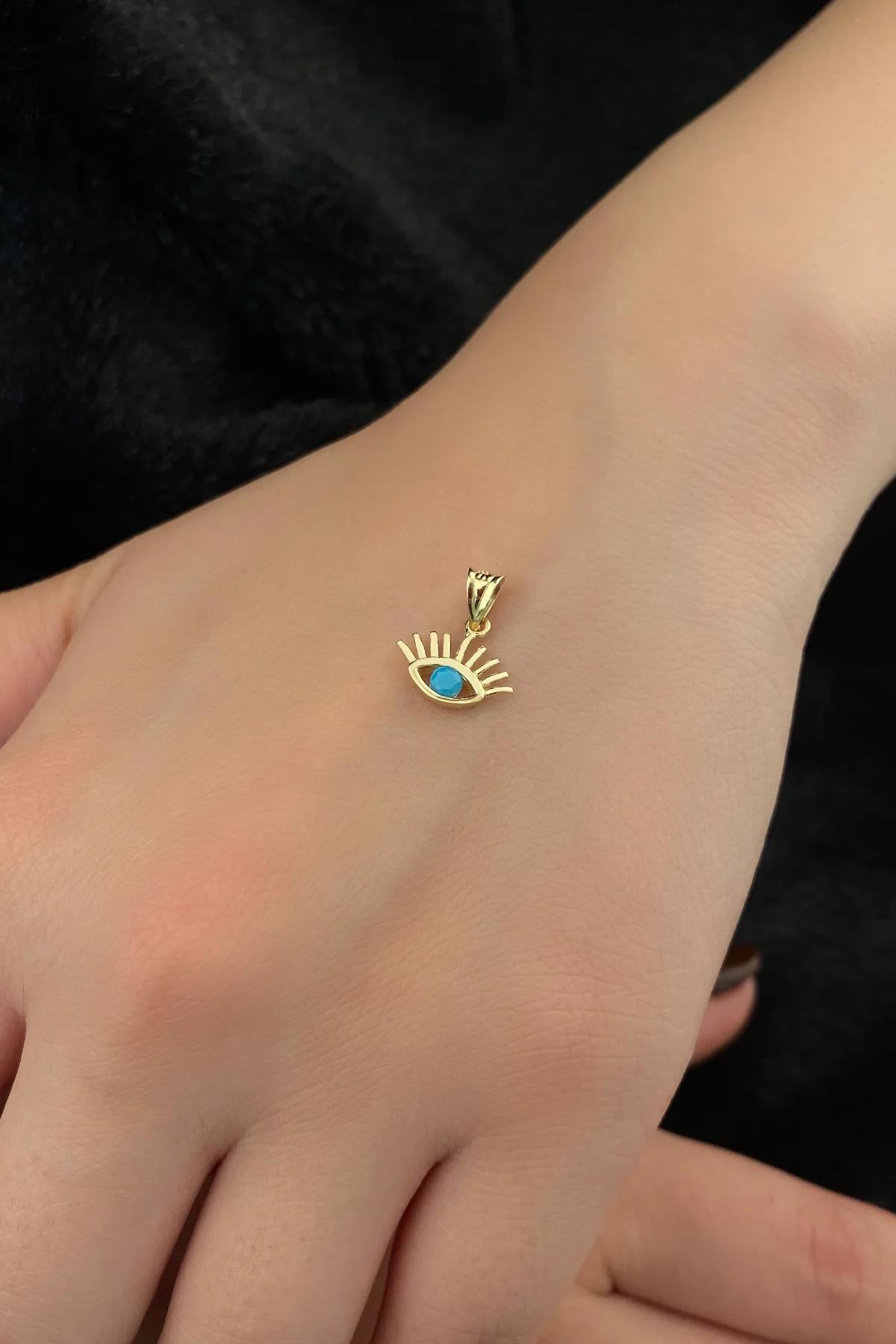 14K Gold Small Evil Eye Charm