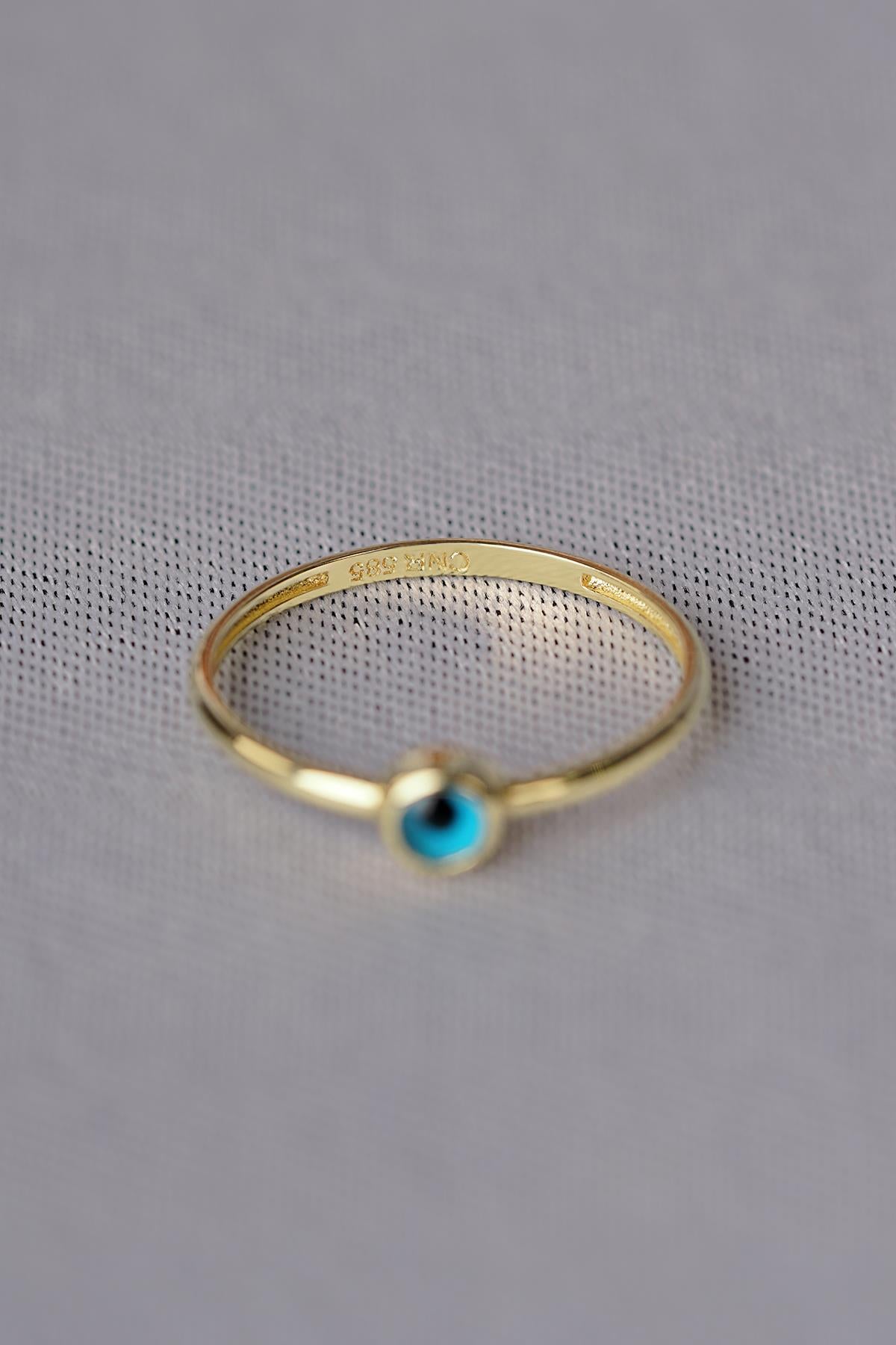 14K Gold Small Evil Eye Ring