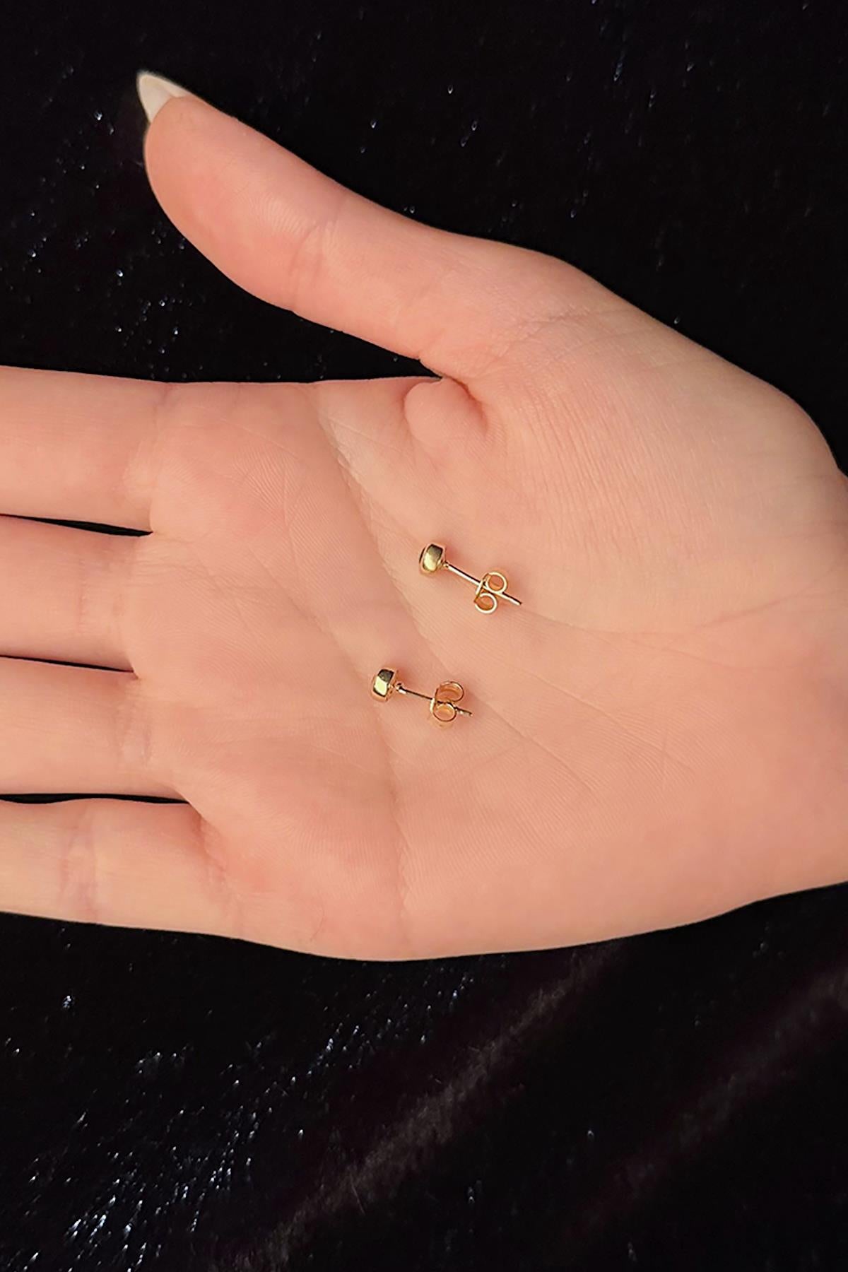 14K Gold Small Evil Eye Stud Earrings