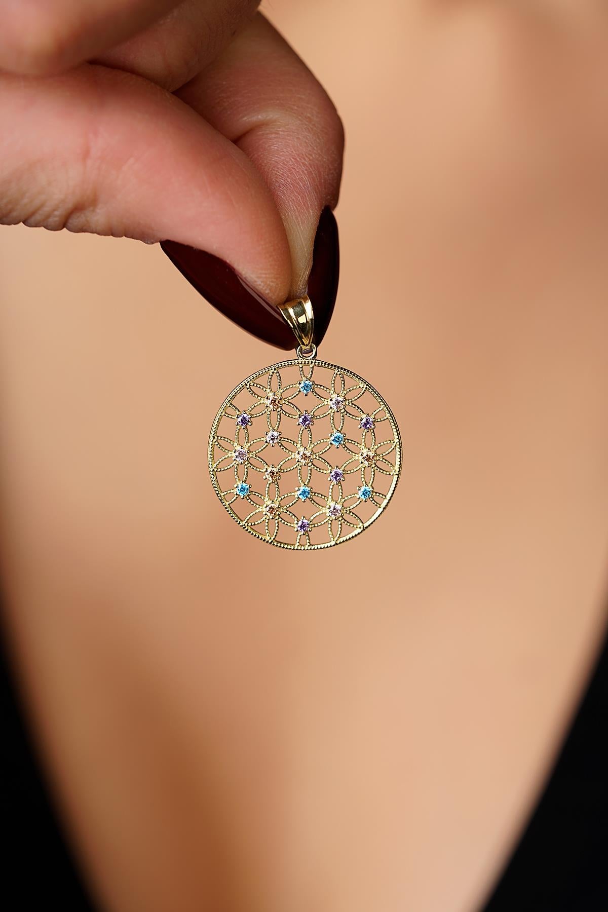 14K Gold Small Flower Of Life Charm
