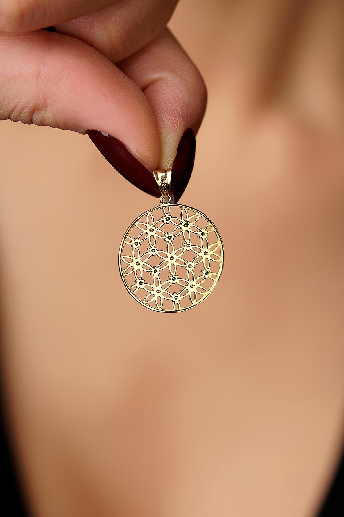 14K Gold Small Flower Of Life Charm