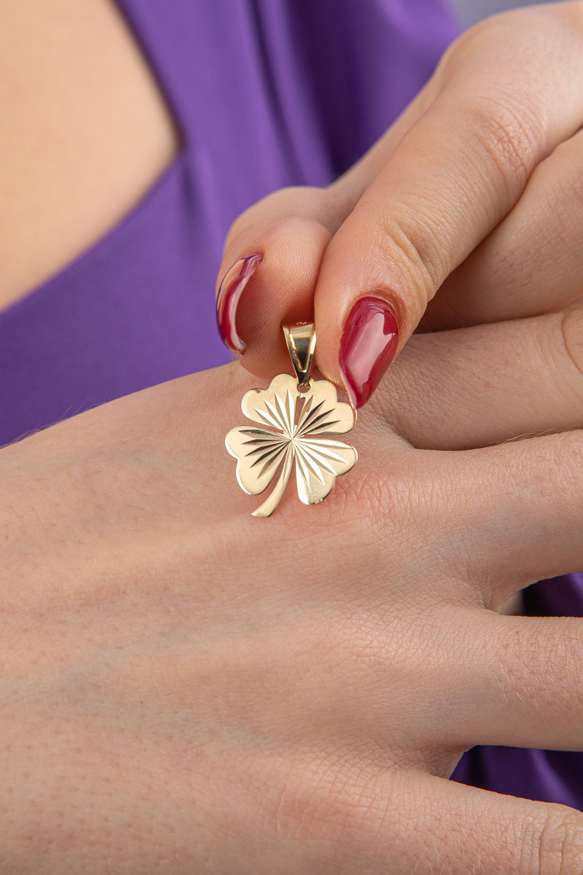 14K Gold Small Four Leaf Clover Charm